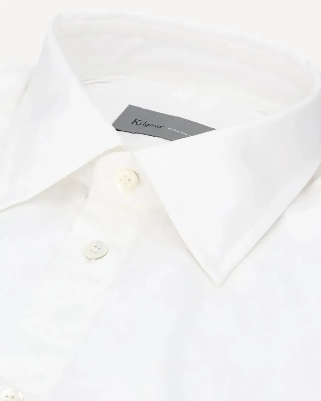 KILGOUR Single Cuff Plain Poplin Cotton Shirt - White-MALFORD OF LONDON SAVILE ROW MENSWEAR OUTLET
