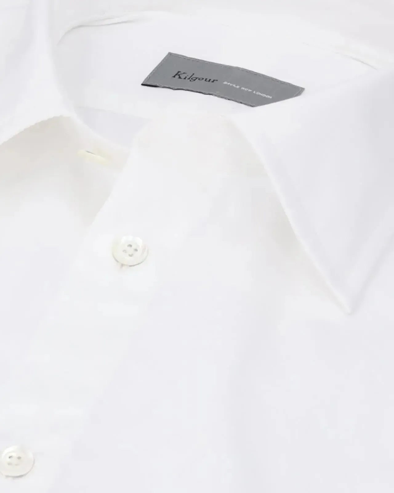 KILGOUR Single Cuff Plain Poplin Cotton Shirt - White-MALFORD OF LONDON SAVILE ROW MENSWEAR OUTLET