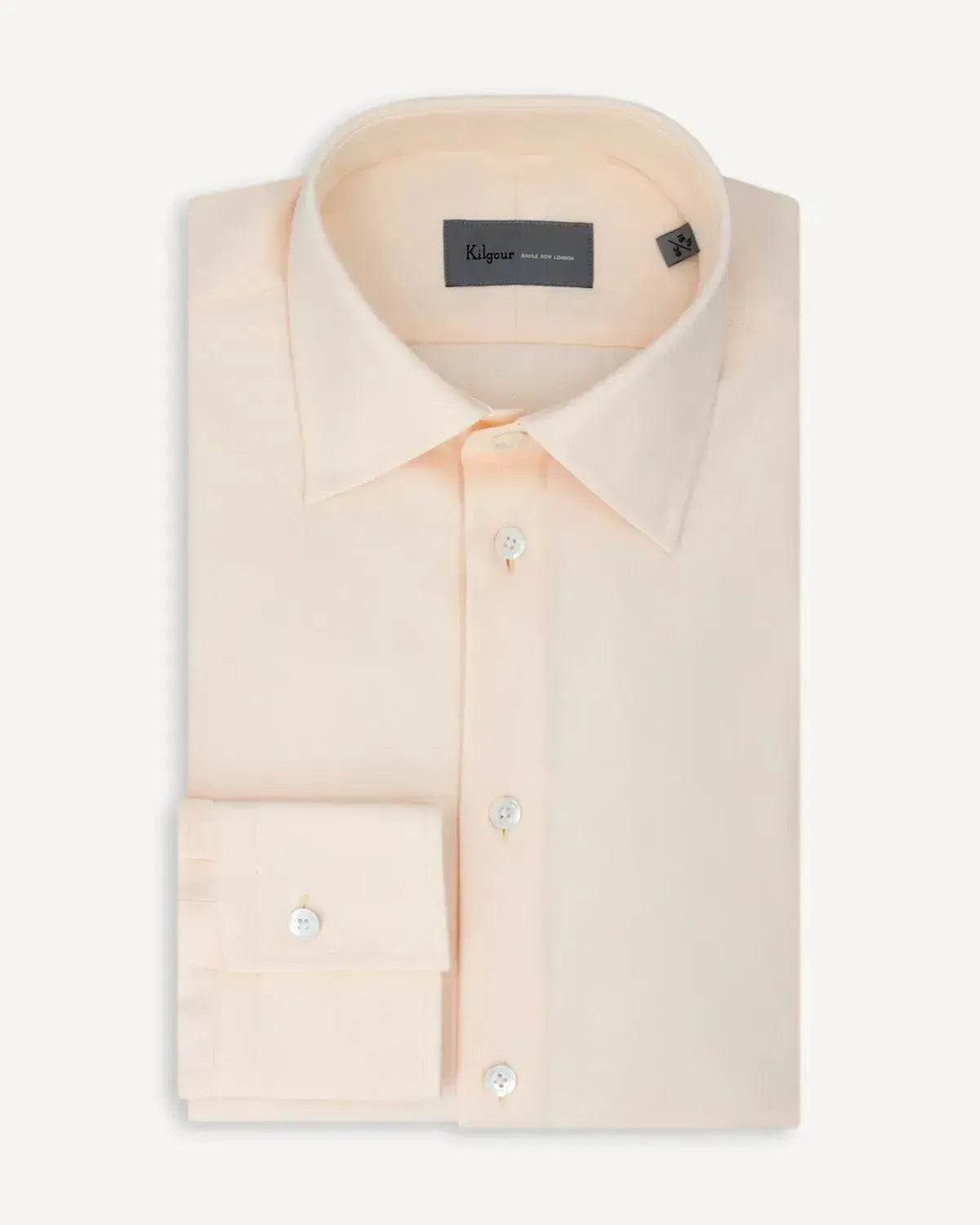 KILGOUR Single Cuff Twill Cotton Shirt Cream-MALFORD OF LONDON SAVILE ROW MENSWEAR OUTLET