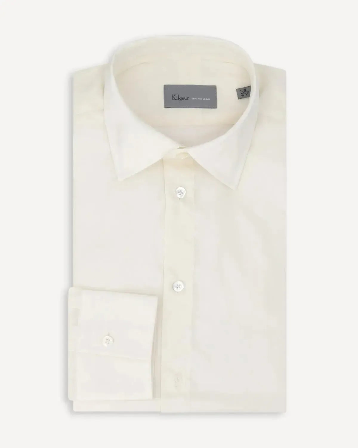 KILGOUR Soft Poplin Cotton Shirt Ecru-MALFORD OF LONDON SAVILE ROW MENSWEAR OUTLET