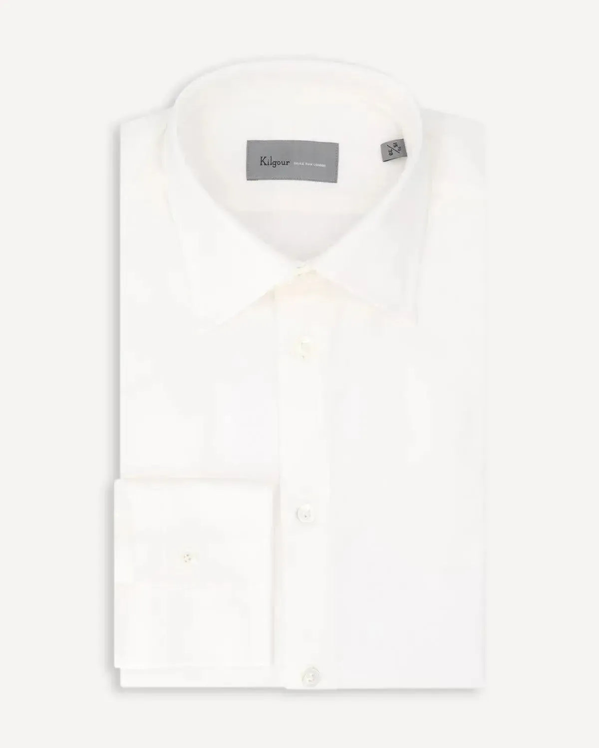 KILGOUR Textured Weave Cut-away Collar Shirt Ivory-MALFORD OF LONDON SAVILE ROW MENSWEAR OUTLET