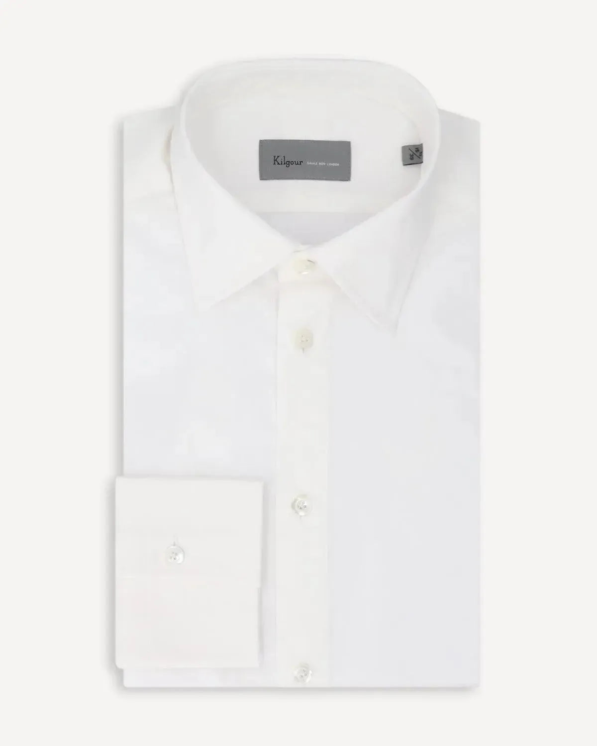 KILGOUR Textured Weave Cut-away Collar Shirt White-MALFORD OF LONDON SAVILE ROW MENSWEAR OUTLET