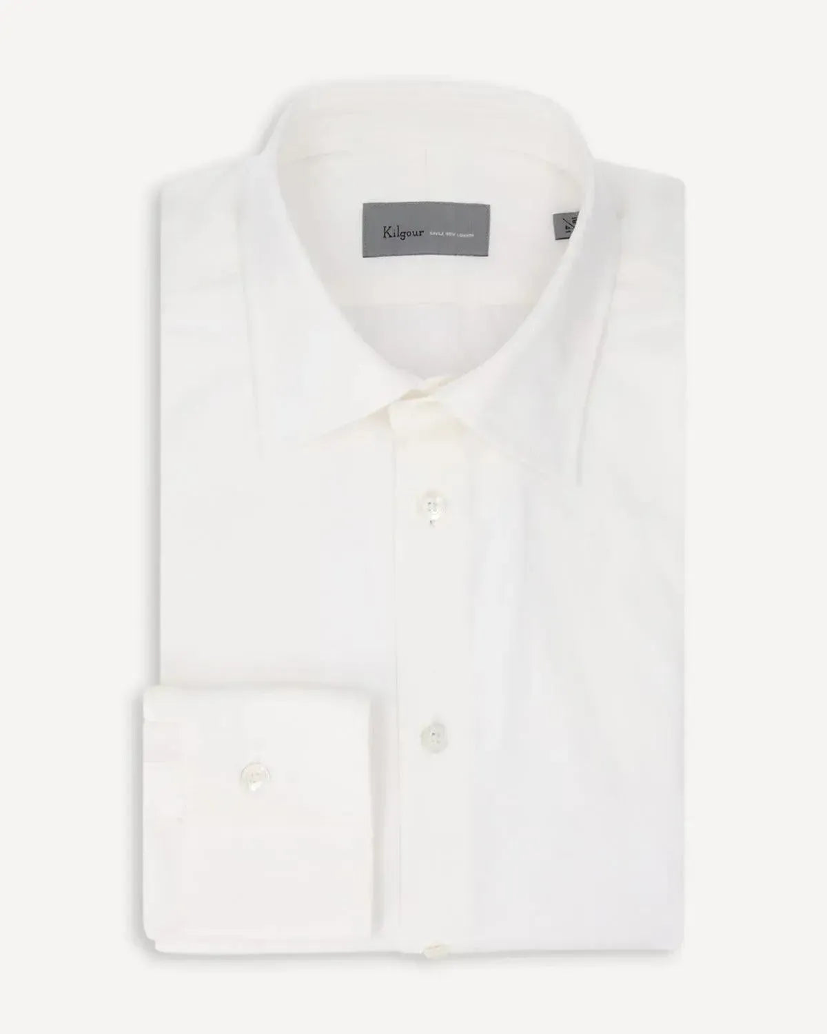 KILGOUR Twill Cotton Classic Fit Shirt White-MALFORD OF LONDON SAVILE ROW MENSWEAR OUTLET