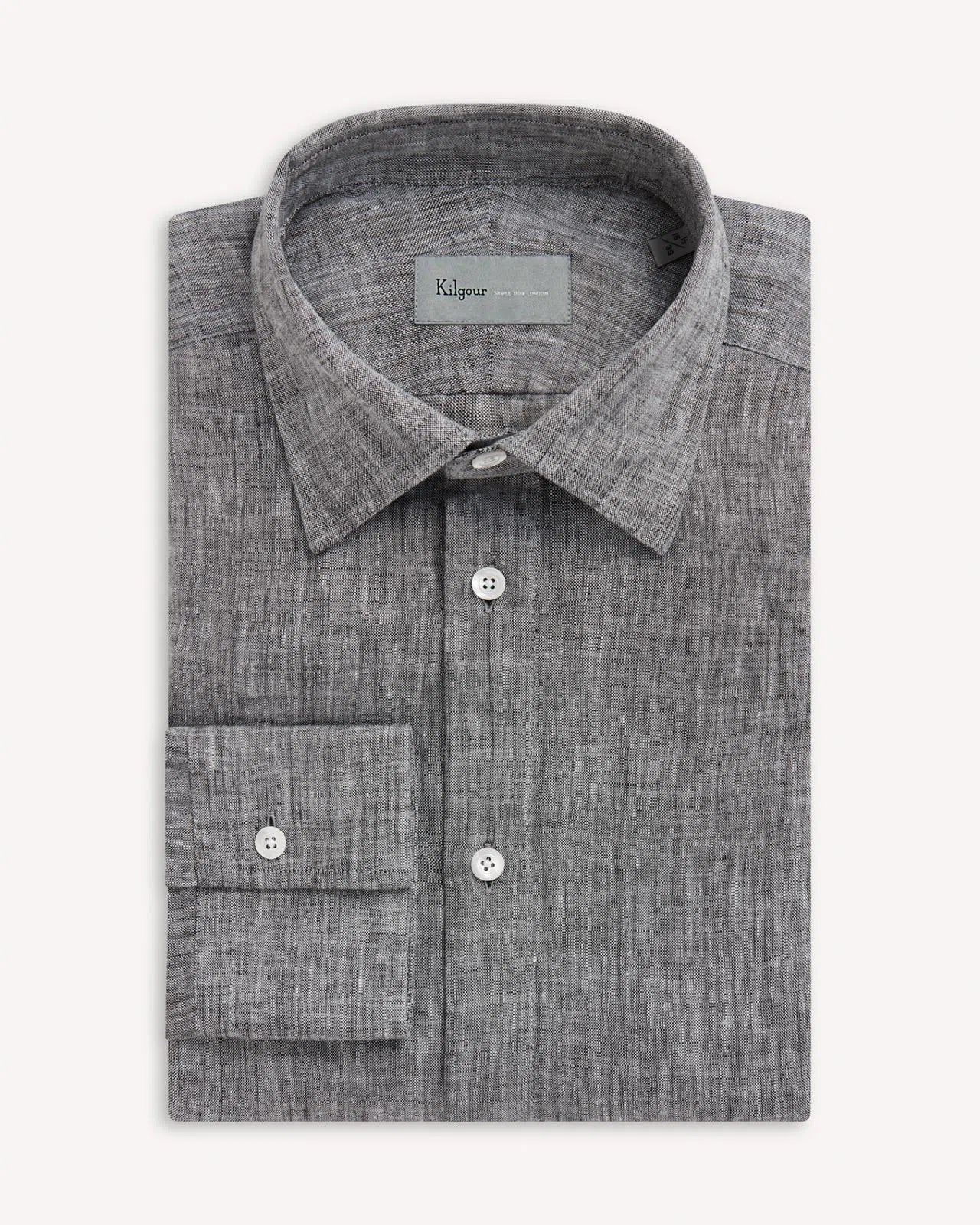 Kilgour Black Tailored Fit Shirt Cotton-MALFORD OF LONDON SAVILE ROW MENSWEAR OUTLET