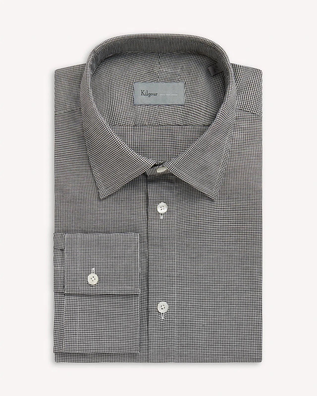 Kilgour Black/White Tailored Fit Shirt-MALFORD OF LONDON SAVILE ROW MENSWEAR OUTLET