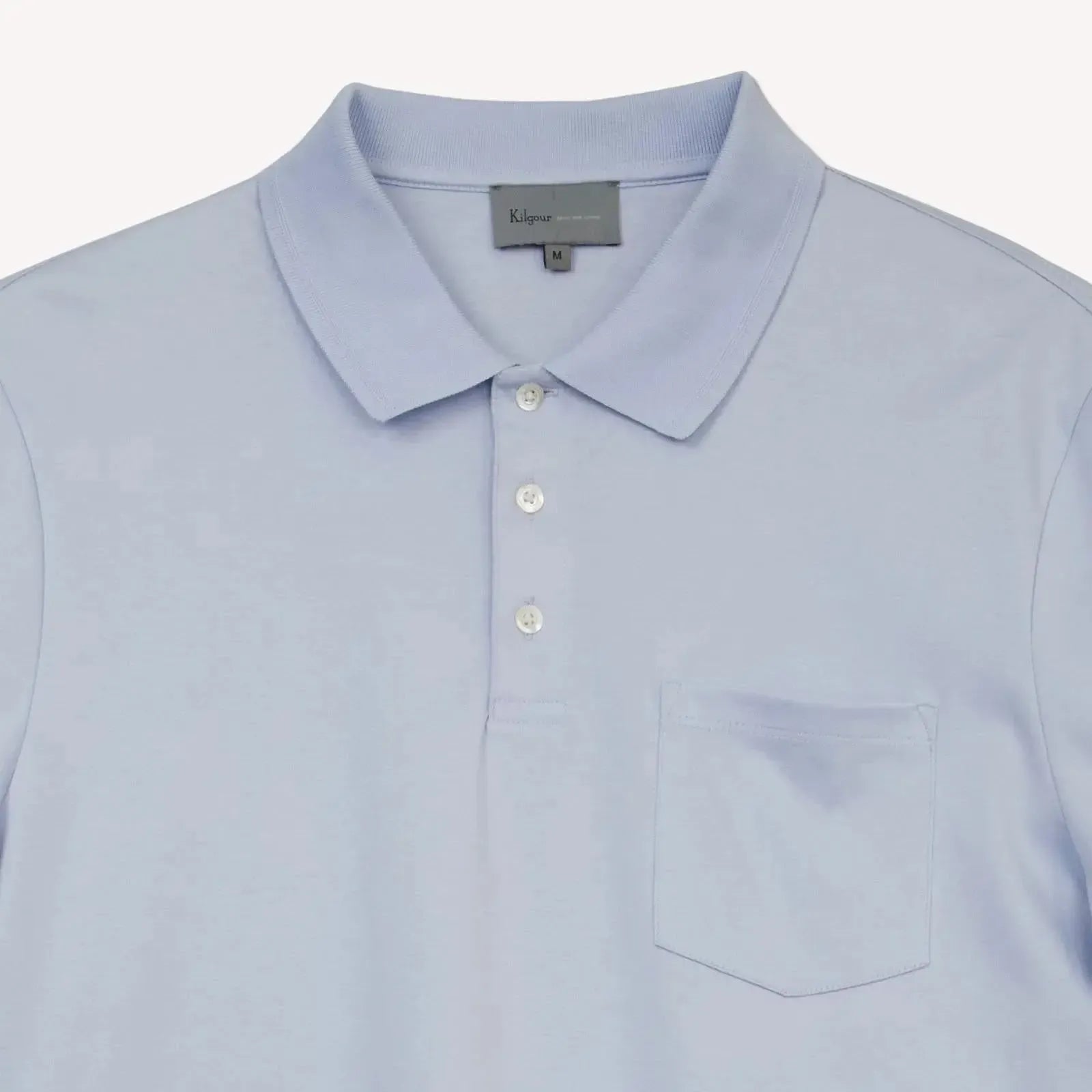 Kilgour Classic Fit Short Sleeve Polo Shirt Soft Blue-MALFORD OF LONDON SAVILE ROW MENSWEAR OUTLET