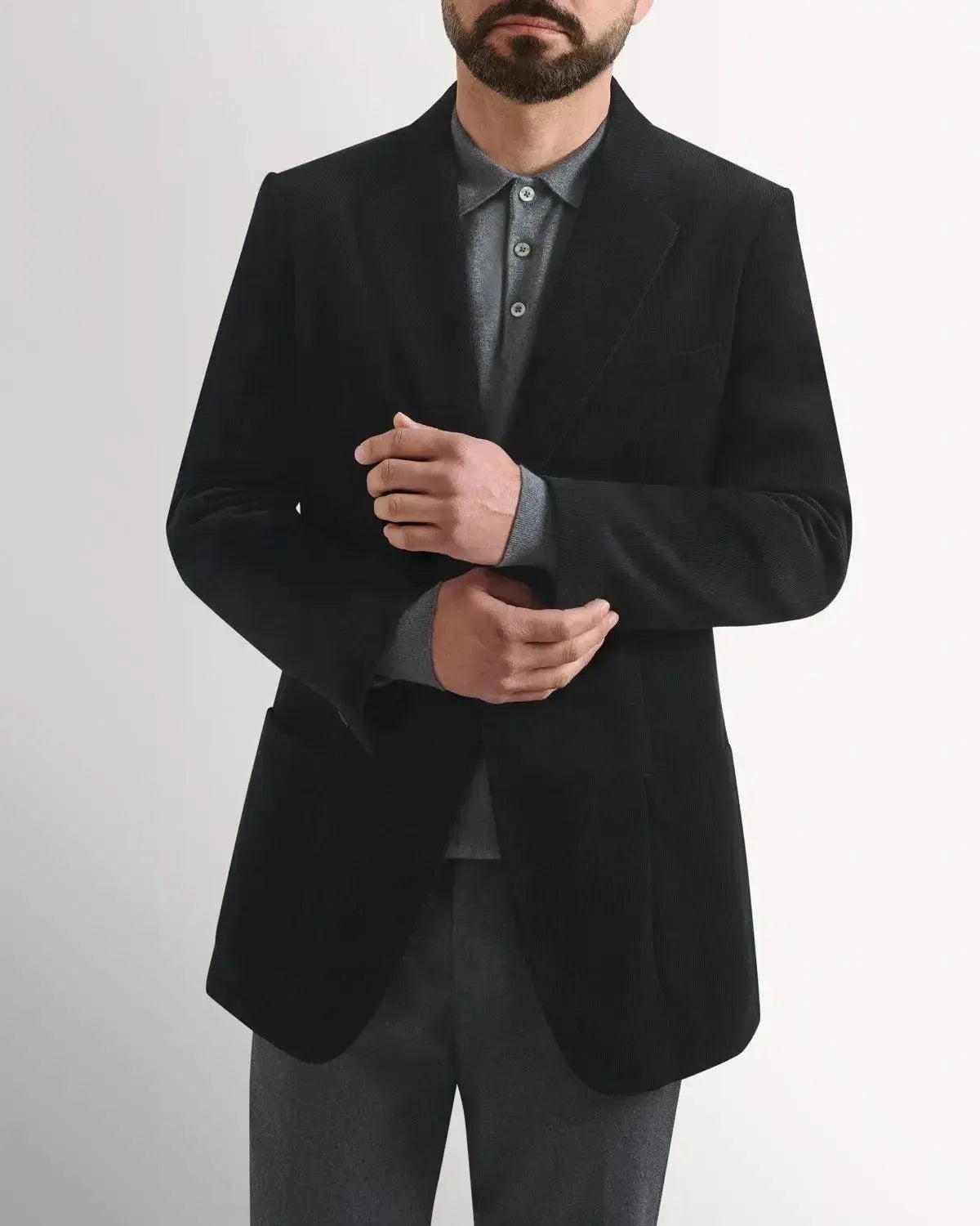 Kilgour Classic SB Cotton Cord JKT Black-MALFORD OF LONDON SAVILE ROW MENSWEAR OUTLET