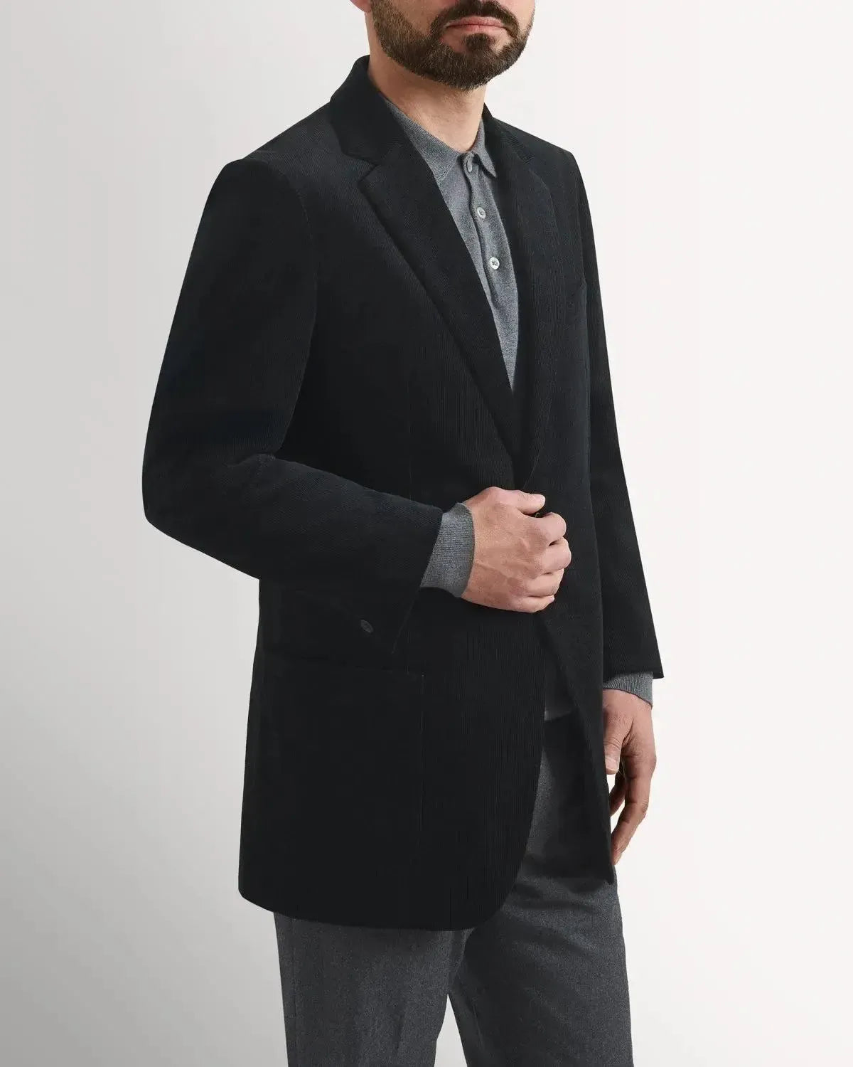 Kilgour Classic SB Cotton Cord JKT Black-MALFORD OF LONDON SAVILE ROW MENSWEAR OUTLET