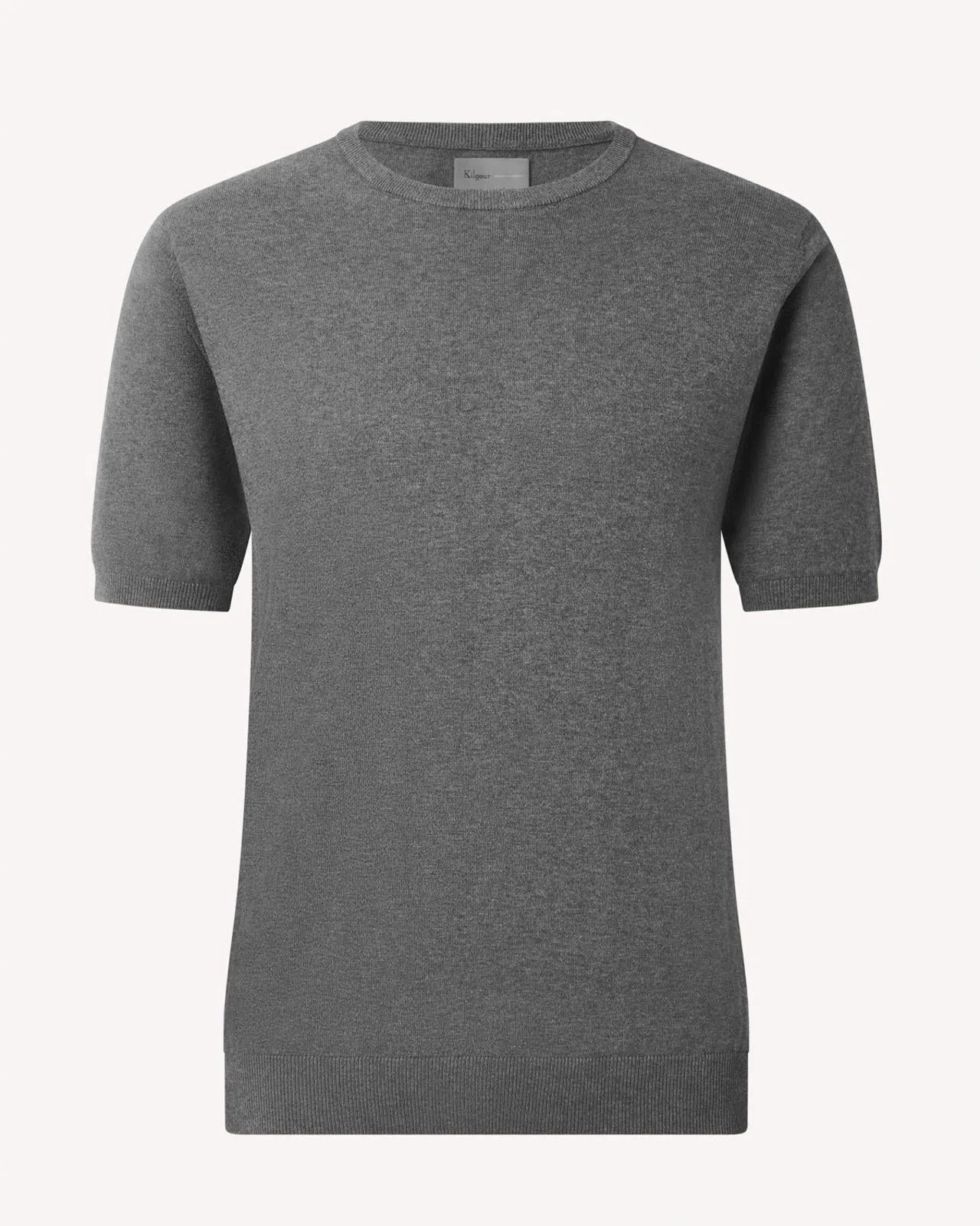 Kilgour Cotton/Cashmere Mix Crew Neck T-Shirt Ashes-MALFORD OF LONDON SAVILE ROW MENSWEAR OUTLET