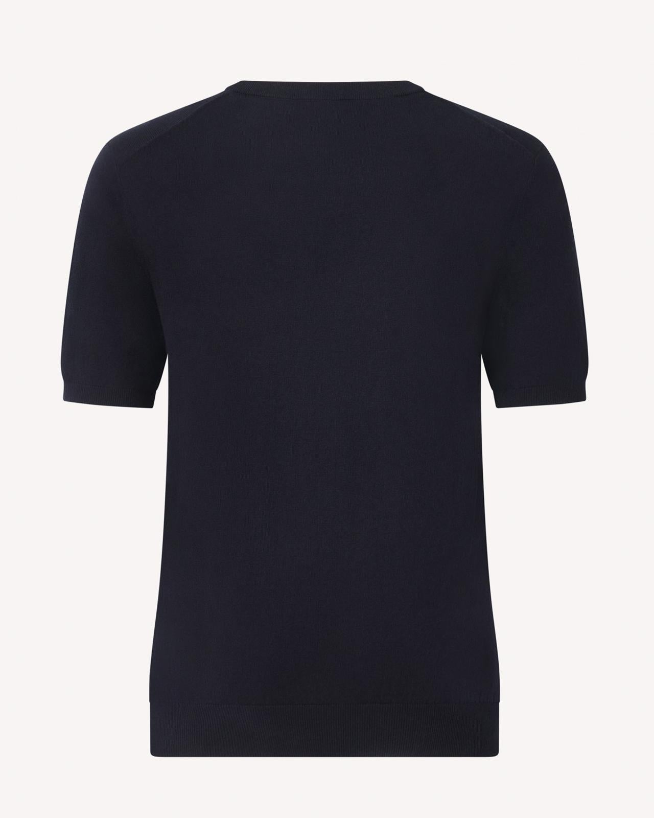 Kilgour Cotton/Cashmere Mix Crew Neck T-Shirt Neat Navy-MALFORD OF LONDON SAVILE ROW MENSWEAR OUTLET