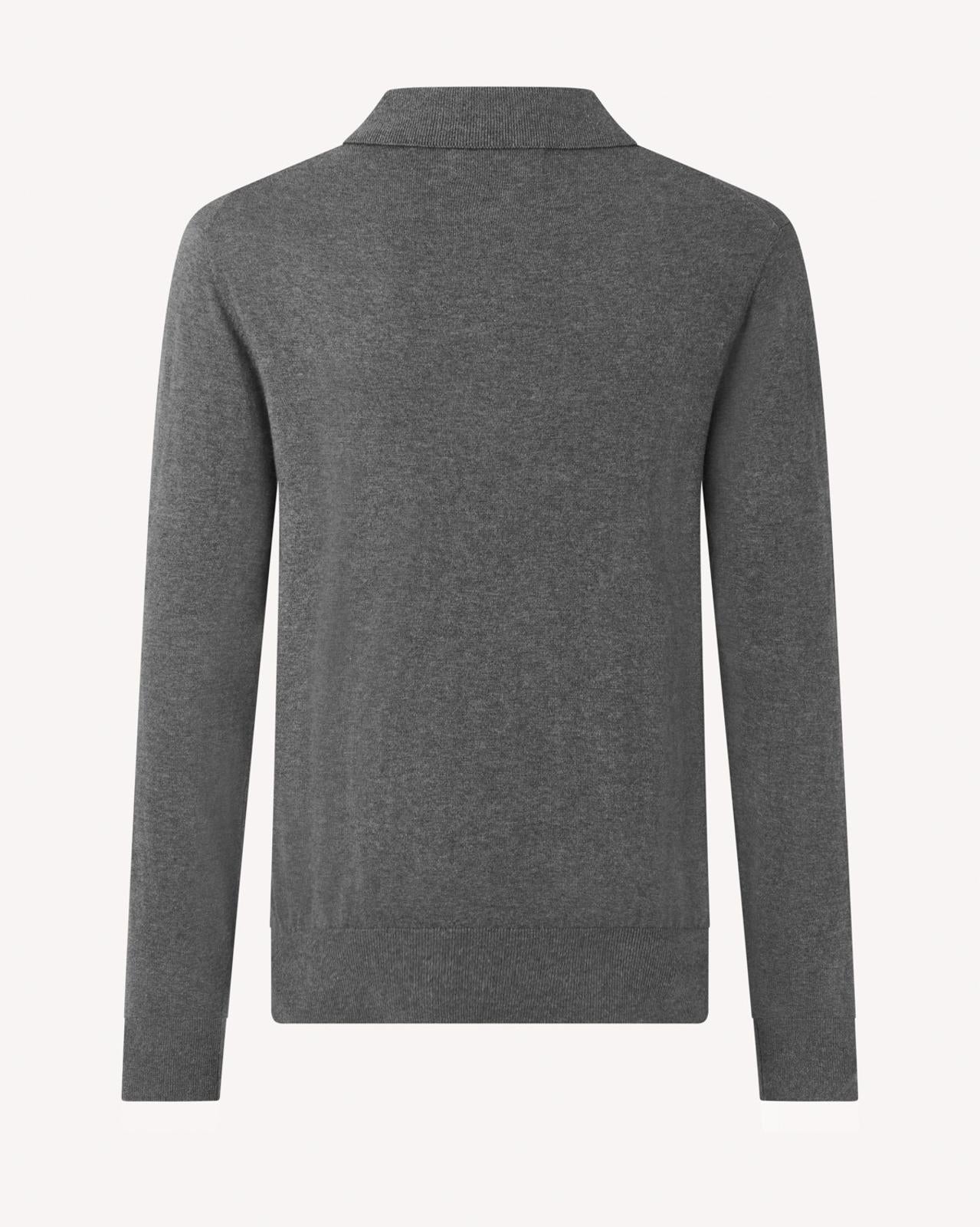 Kilgour Cotton/Cashmere Mix Long Sleeve Polo Shirt Ashes-MALFORD OF LONDON SAVILE ROW MENSWEAR OUTLET