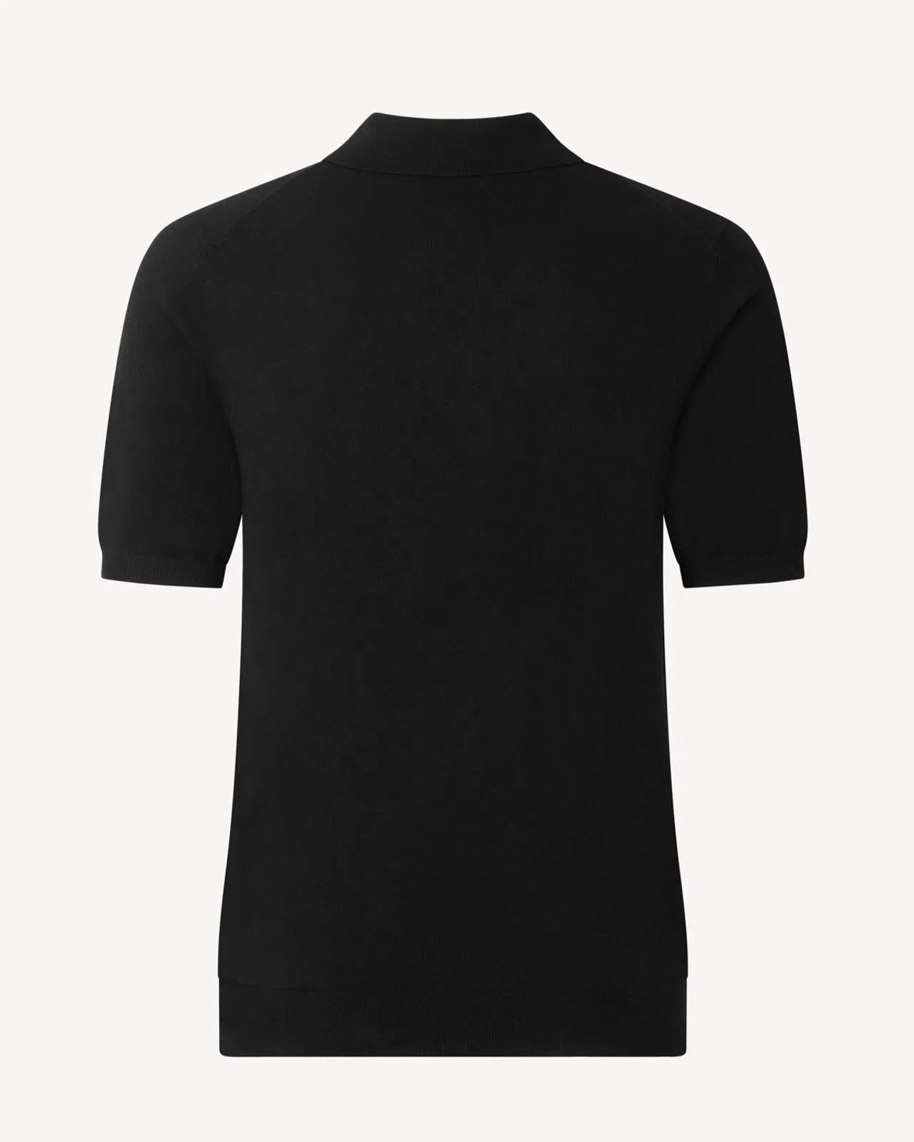 Kilgour Cotton/Cashmere Mix Short Sleeve Polo Shirt Blacklead-MALFORD OF LONDON SAVILE ROW MENSWEAR OUTLET