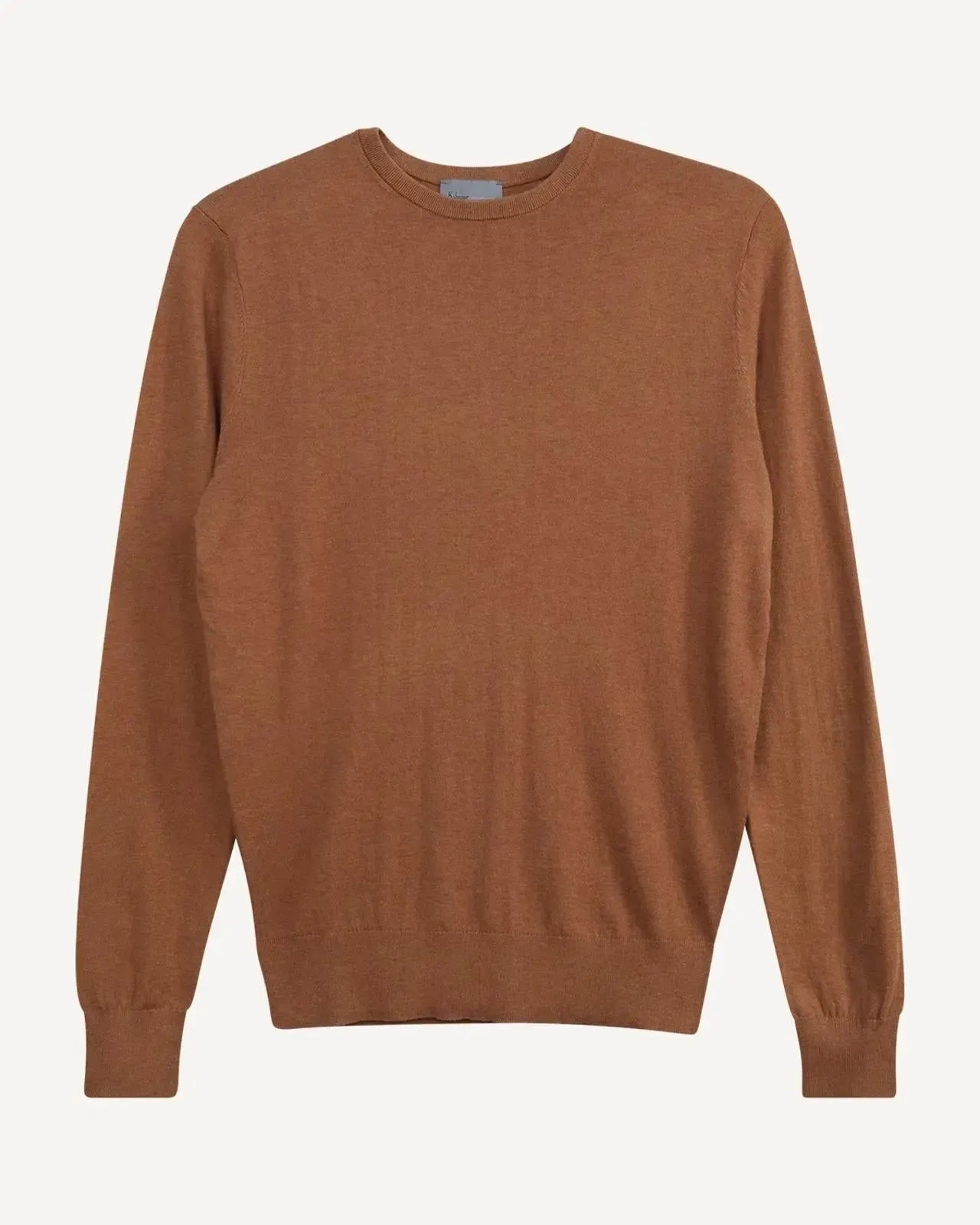 Kilgour Crew Neck Long Sleeve Knit Pullover Jumper Camel-MALFORD OF LONDON SAVILE ROW MENSWEAR OUTLET