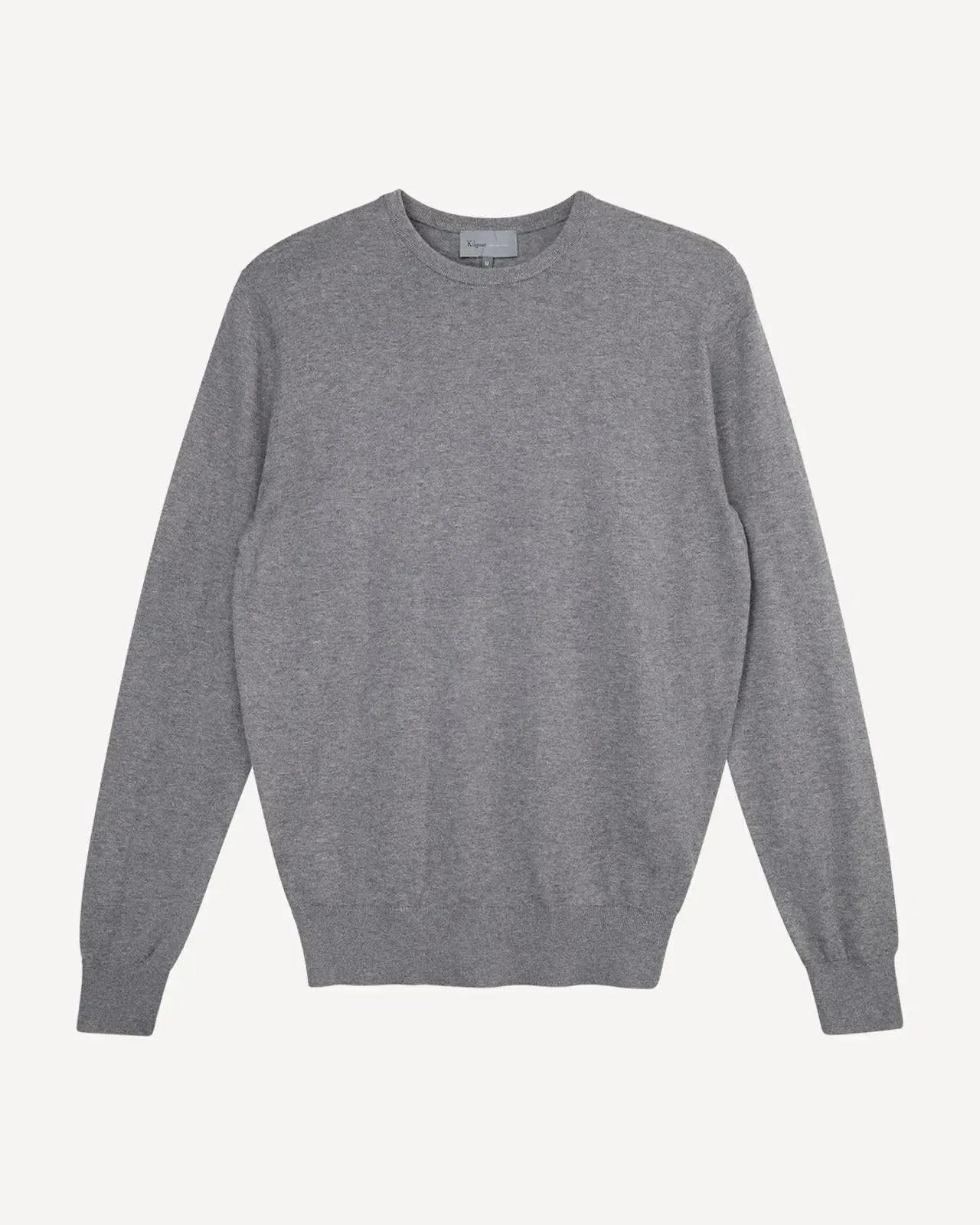 Kilgour Crew Neck Long Sleeve Knit Pullover Jumper Grey-MALFORD OF LONDON SAVILE ROW MENSWEAR OUTLET