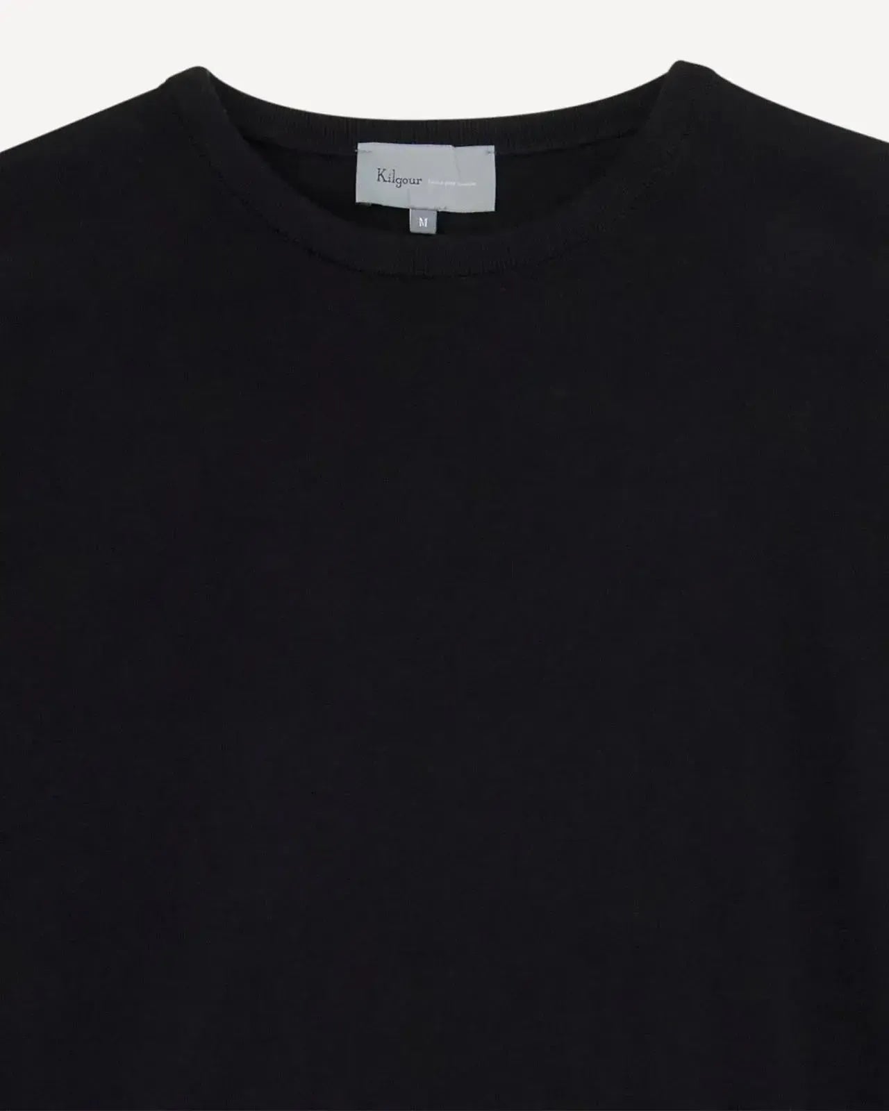 Kilgour Crew Neck Short Sleeve Knit T-Shirt Black-MALFORD OF LONDON SAVILE ROW MENSWEAR OUTLET