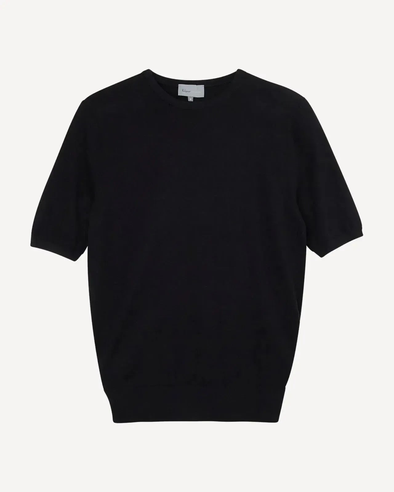 Kilgour Crew Neck Short Sleeve Knit T-Shirt Black-MALFORD OF LONDON SAVILE ROW MENSWEAR OUTLET