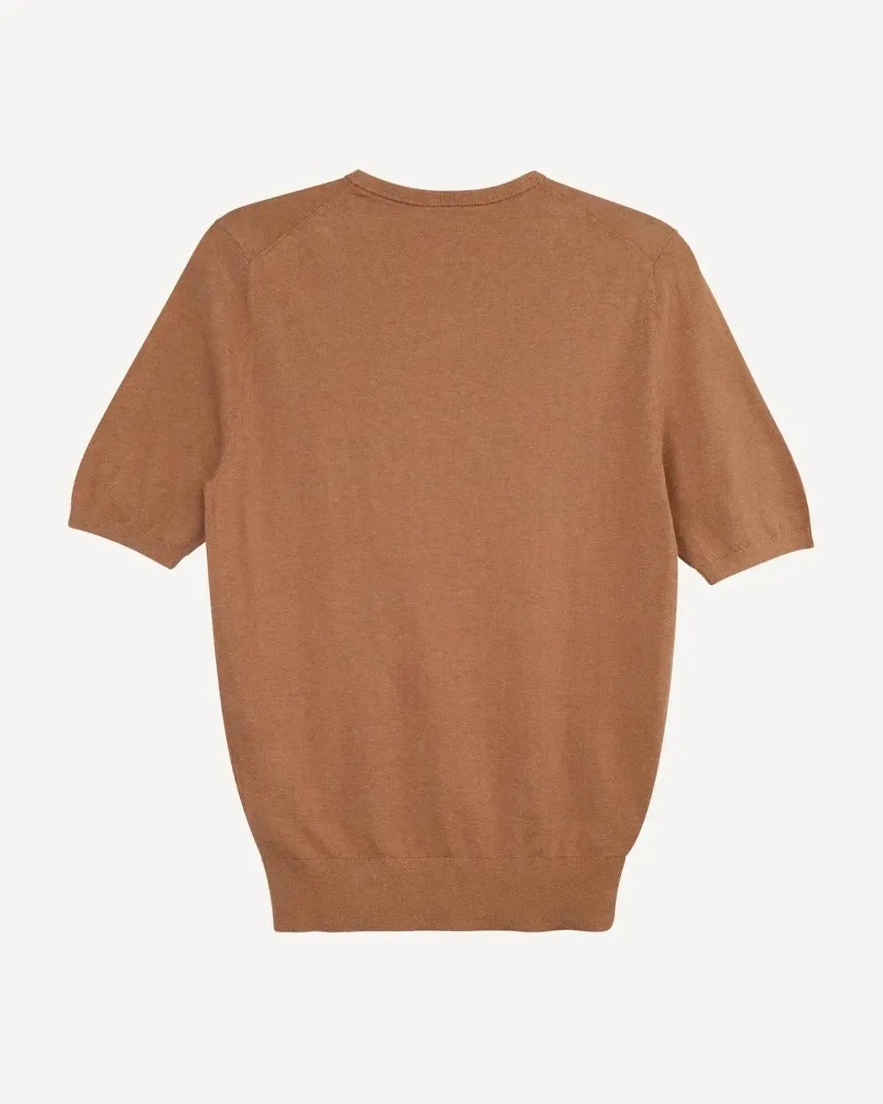 Kilgour Crew Neck Short Sleeve Knit T-Shirt Camel-MALFORD OF LONDON SAVILE ROW MENSWEAR OUTLET