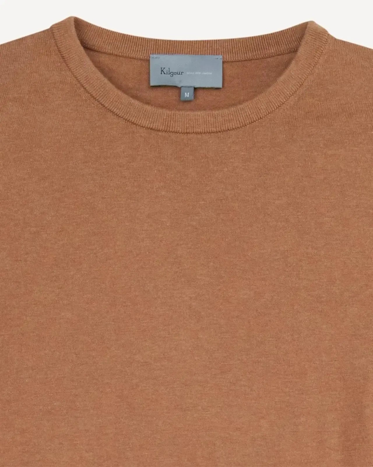Kilgour Crew Neck Short Sleeve Knit T-Shirt Camel-MALFORD OF LONDON SAVILE ROW MENSWEAR OUTLET