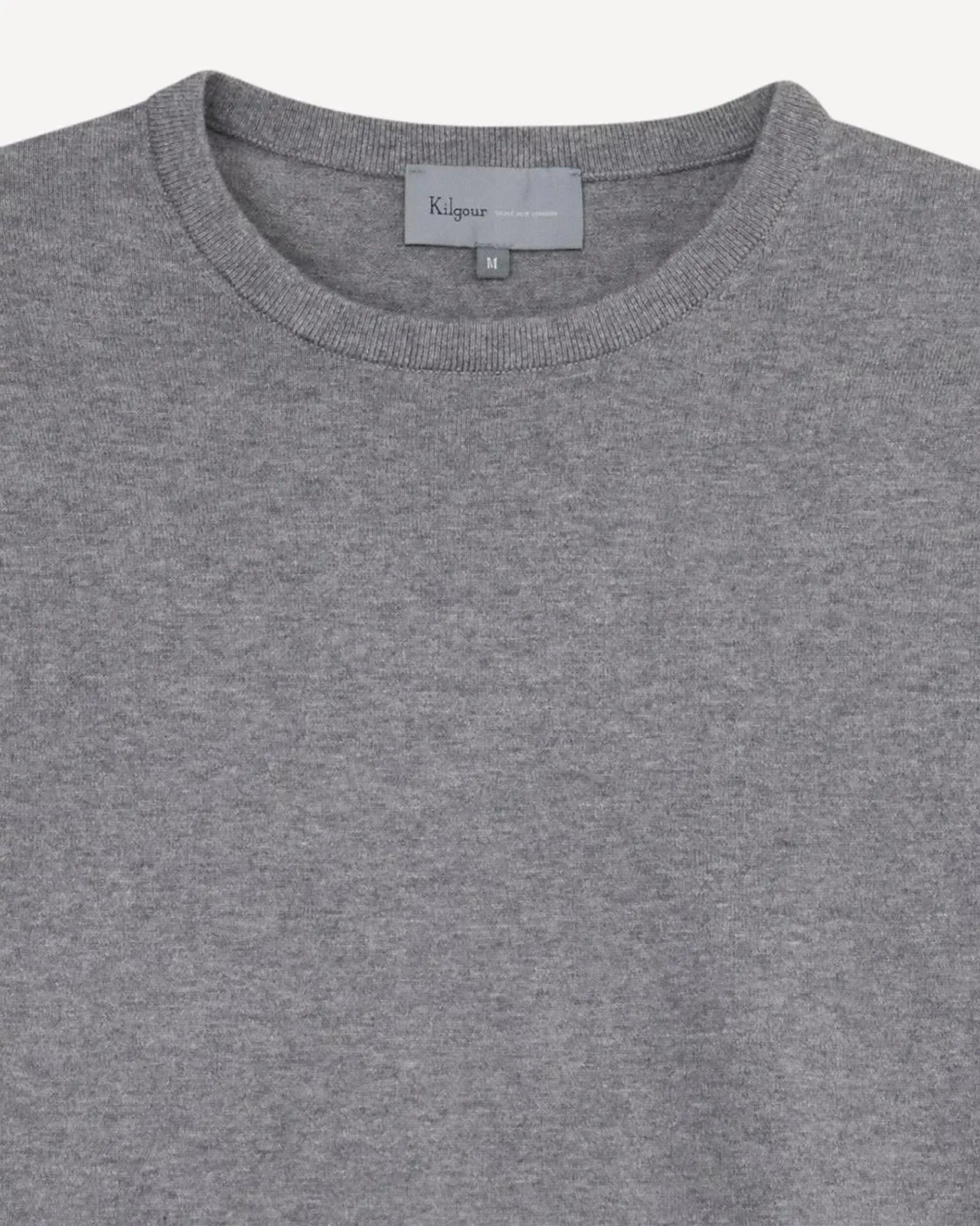 Kilgour Crew Neck Short Sleeve Knit T-Shirt Grey-MALFORD OF LONDON SAVILE ROW MENSWEAR OUTLET