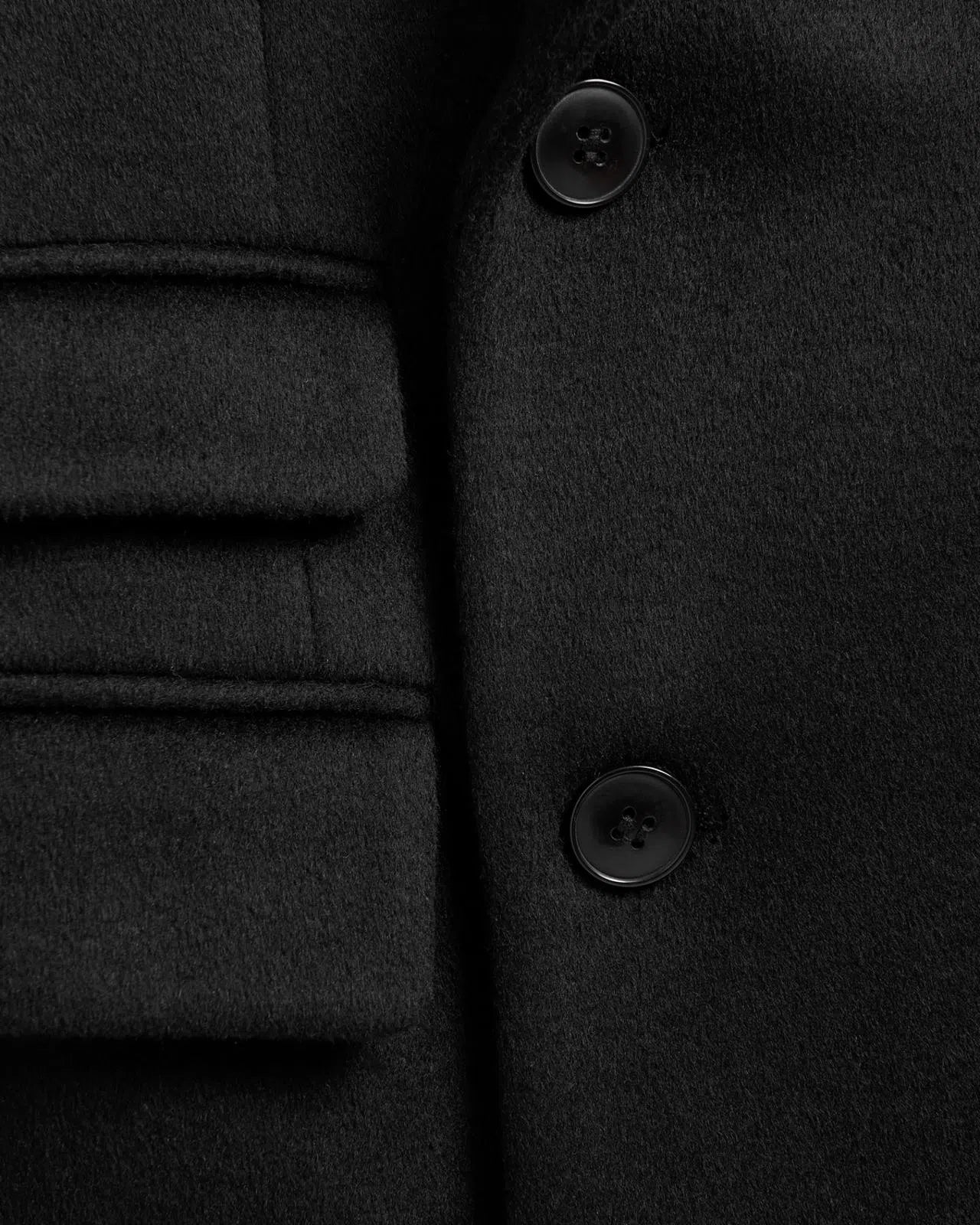 Kilgour Double Breasted Mid Length Overcoat Black-MALFORD OF LONDON SAVILE ROW MENSWEAR OUTLET