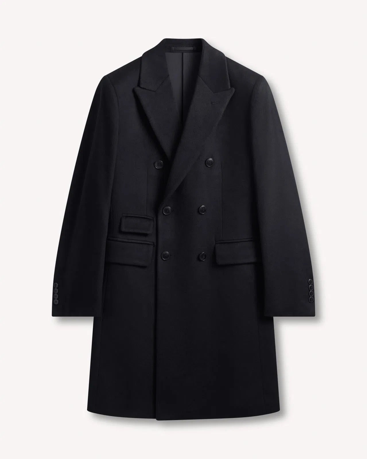 Kilgour Double Breasted Mid Length Overcoat Navy-MALFORD OF LONDON SAVILE ROW MENSWEAR OUTLET