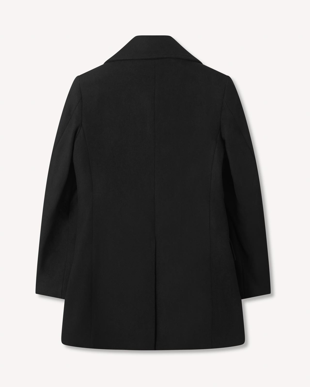 Kilgour Double Breasted Mid Length Peacoat Black-MALFORD OF LONDON SAVILE ROW MENSWEAR OUTLET