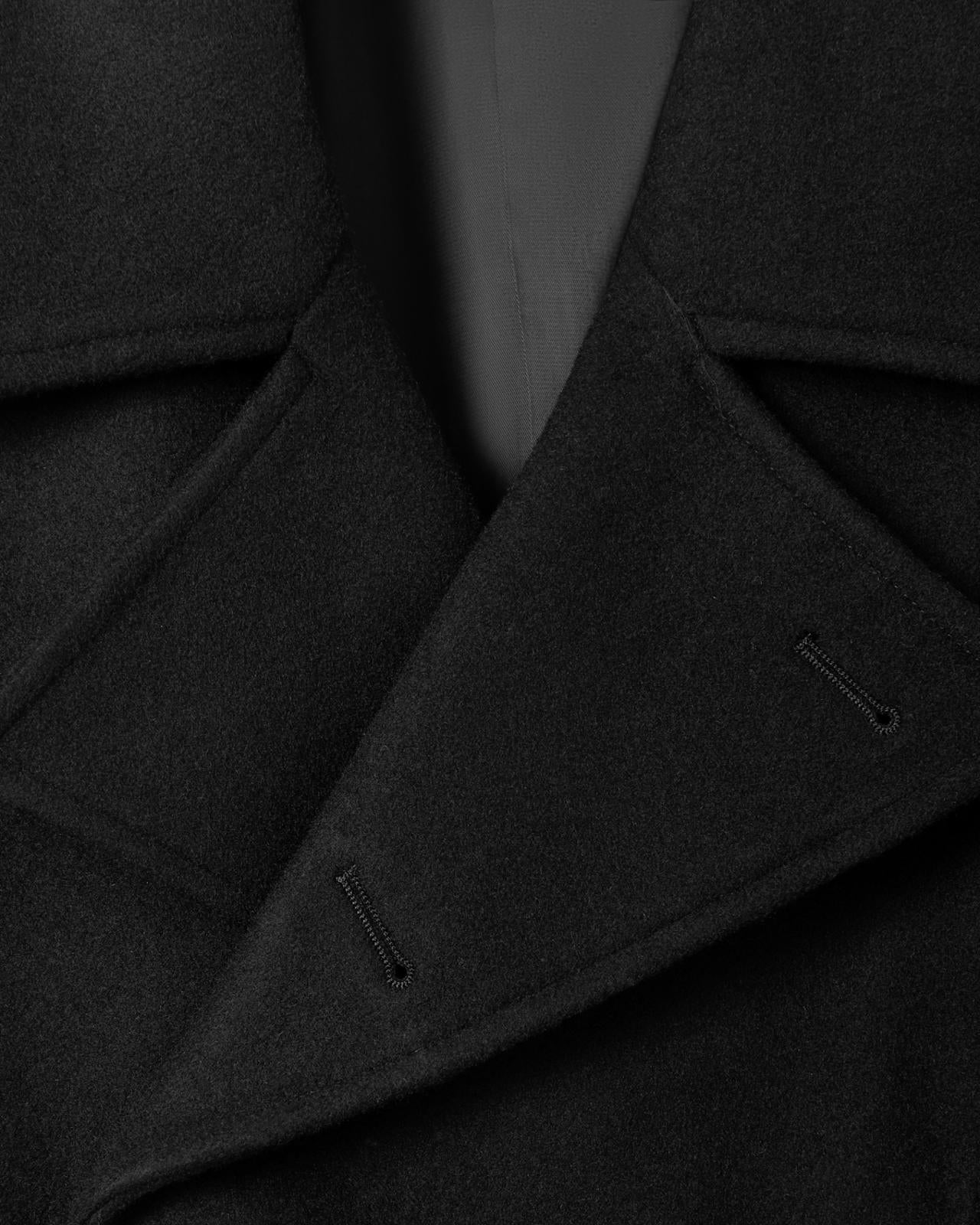 Kilgour Double Breasted Mid Length Peacoat Black-MALFORD OF LONDON SAVILE ROW MENSWEAR OUTLET