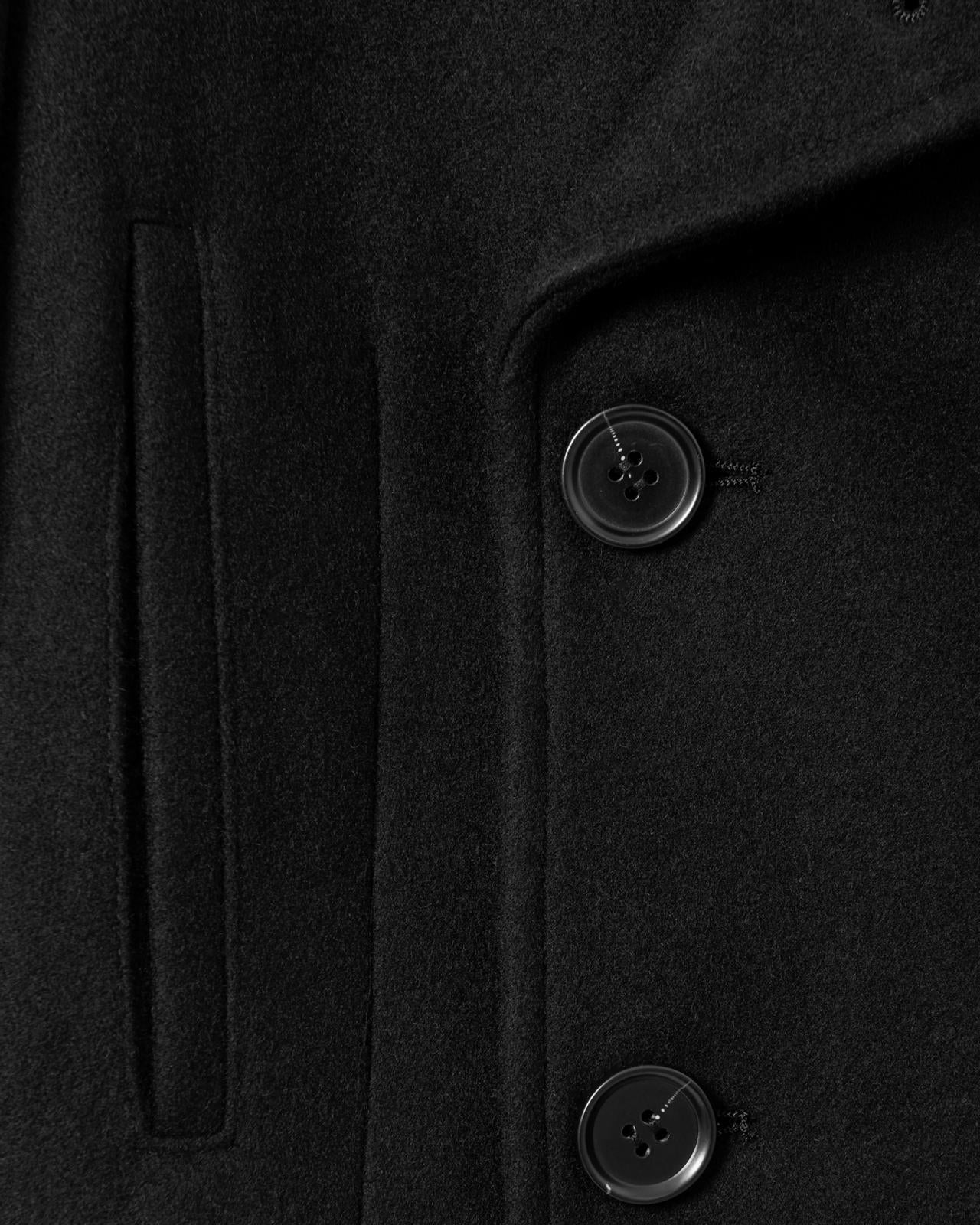 Kilgour Double Breasted Mid Length Peacoat Black-MALFORD OF LONDON SAVILE ROW MENSWEAR OUTLET