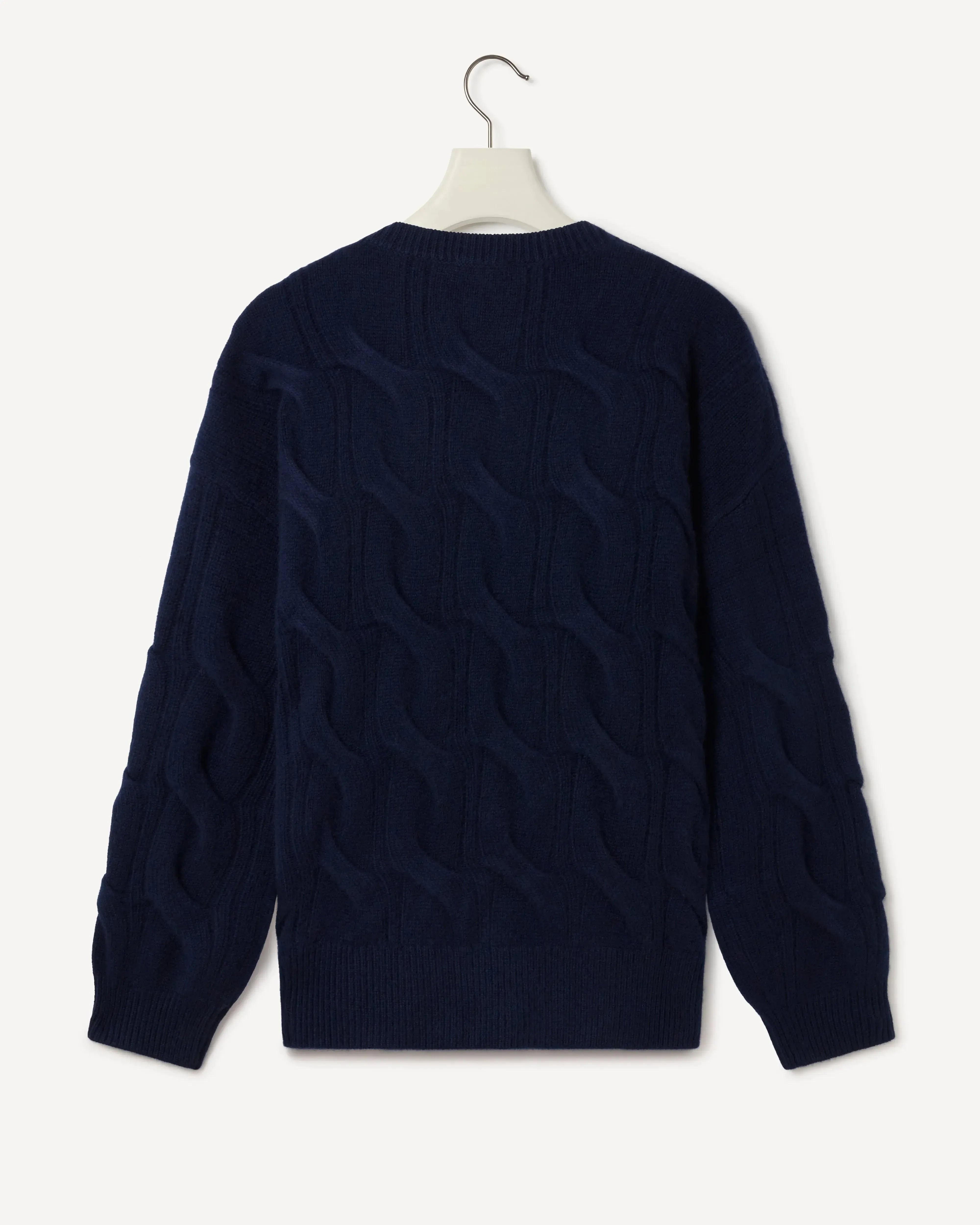 Kilgour Large Oversized Cashmere Cable Knit Crew NAVY-MALFORD OF LONDON SAVILE ROW MENSWEAR OUTLET