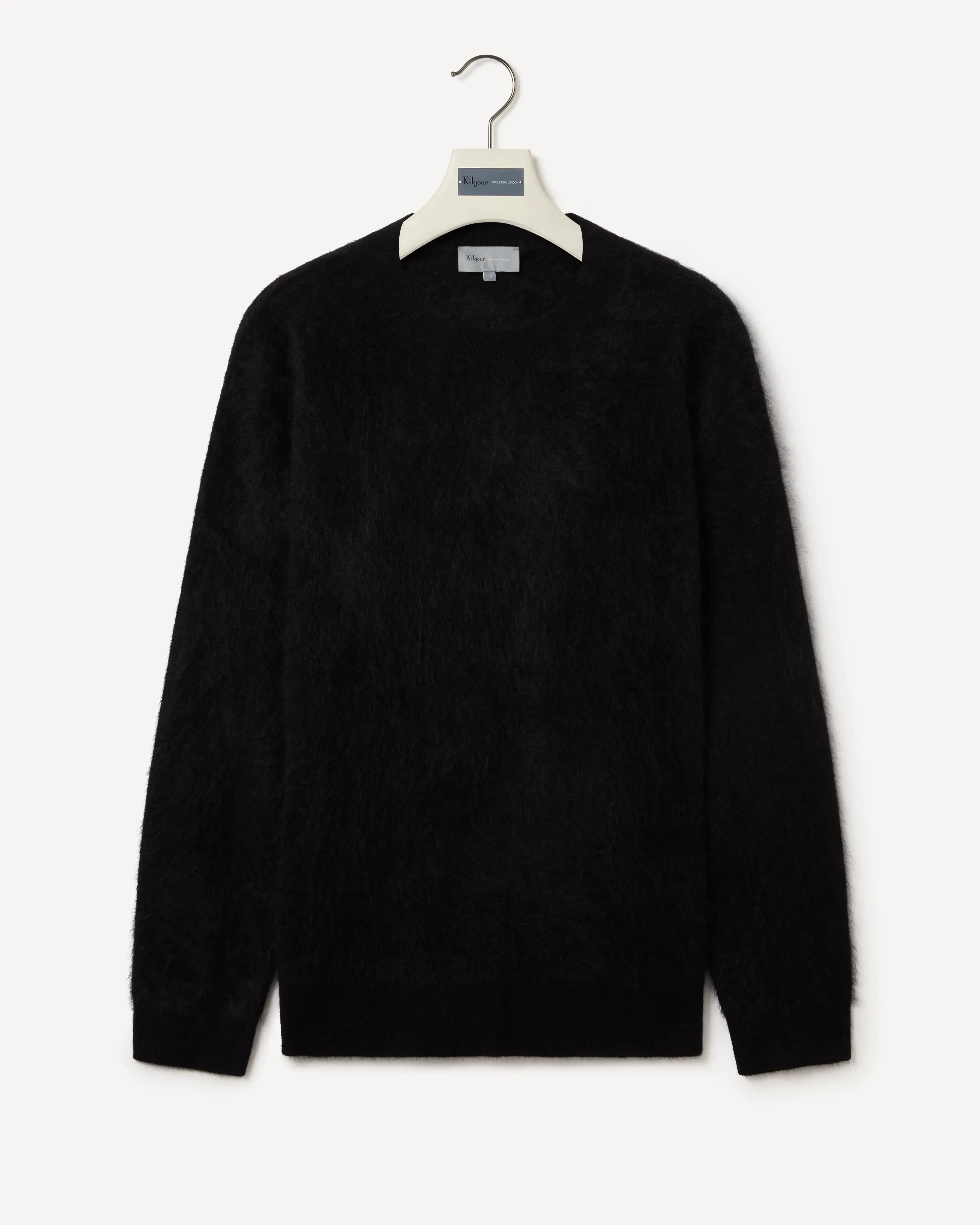 Kilgour Long Hair Cash Crew Neck Knit BLACK-MALFORD OF LONDON SAVILE ROW MENSWEAR OUTLET