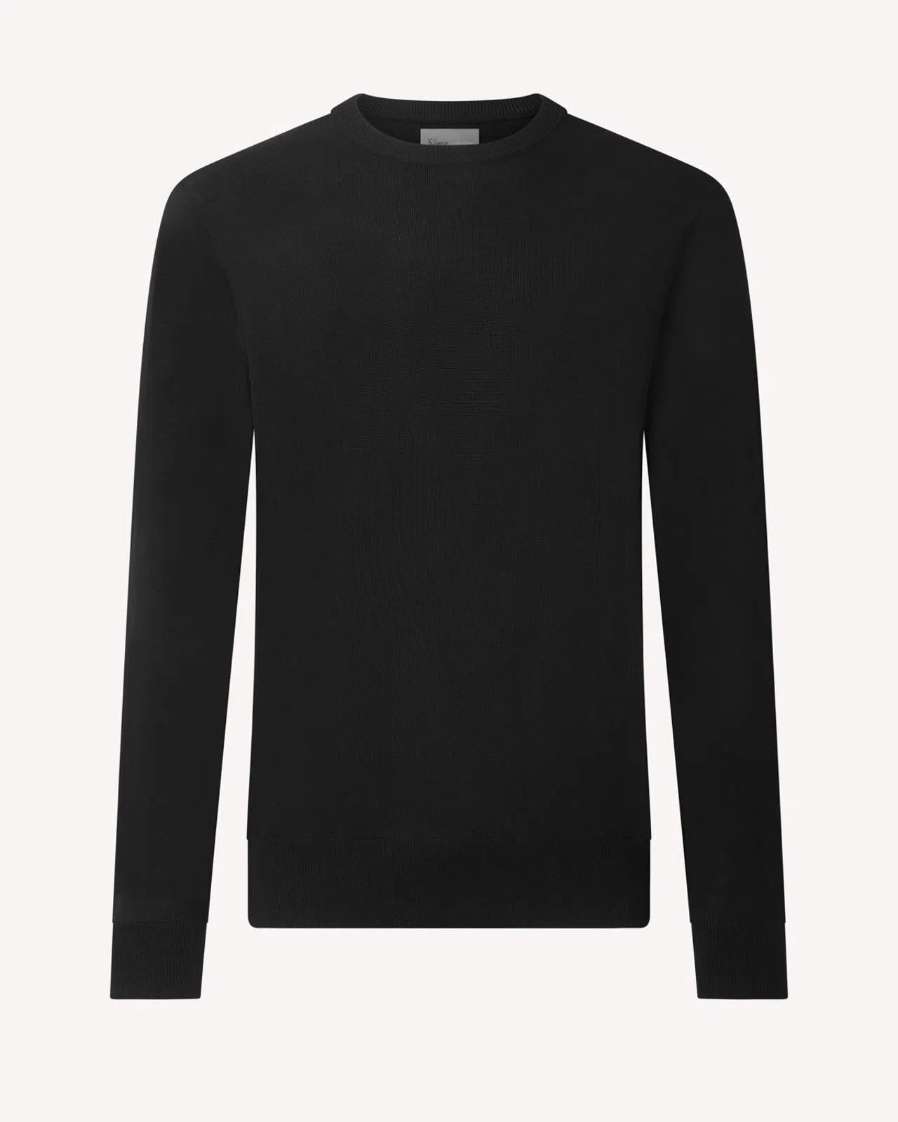 Kilgour Merino Wool Crew Neck Jumper Black-MALFORD OF LONDON SAVILE ROW MENSWEAR OUTLET