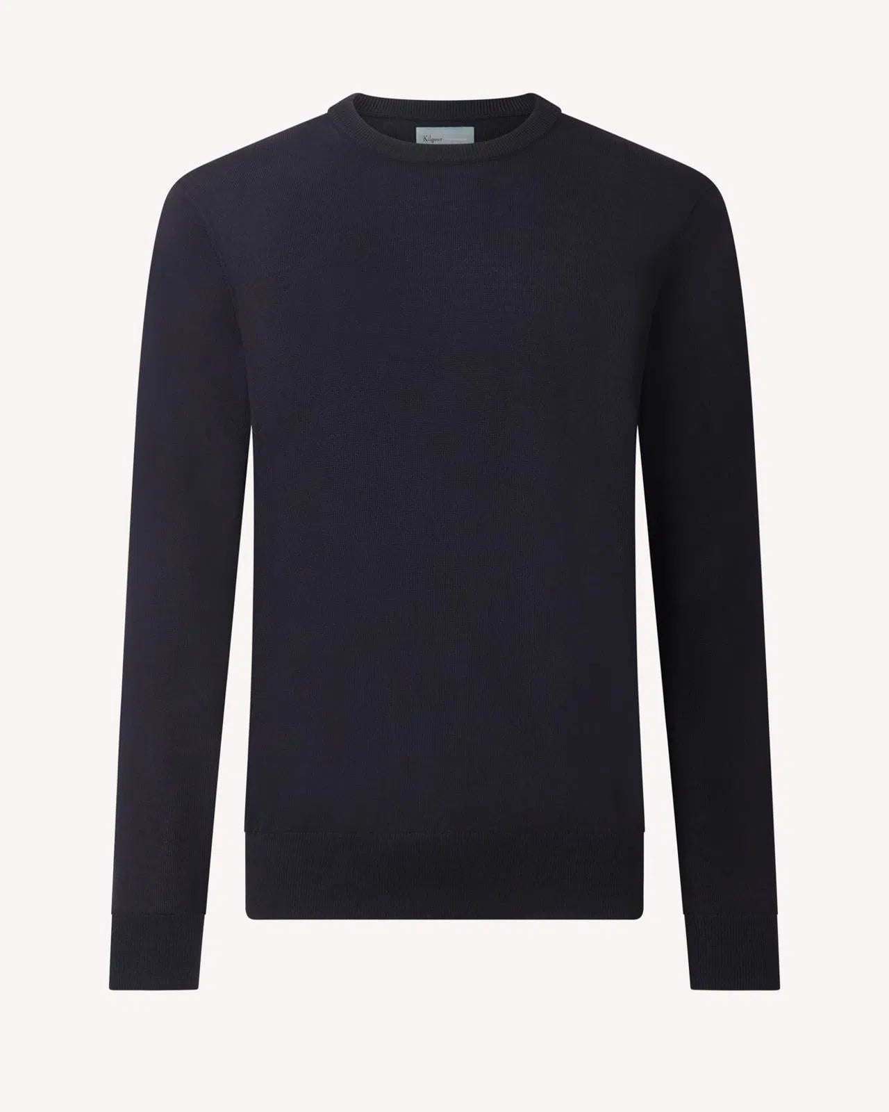 Kilgour Merino Wool Crew Neck Jumper Navy-MALFORD OF LONDON SAVILE ROW MENSWEAR OUTLET