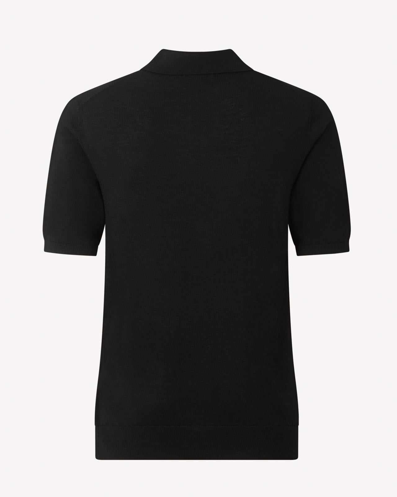 Kilgour Merino Wool Short Sleeve Polo Shirt Black-MALFORD OF LONDON SAVILE ROW MENSWEAR OUTLET