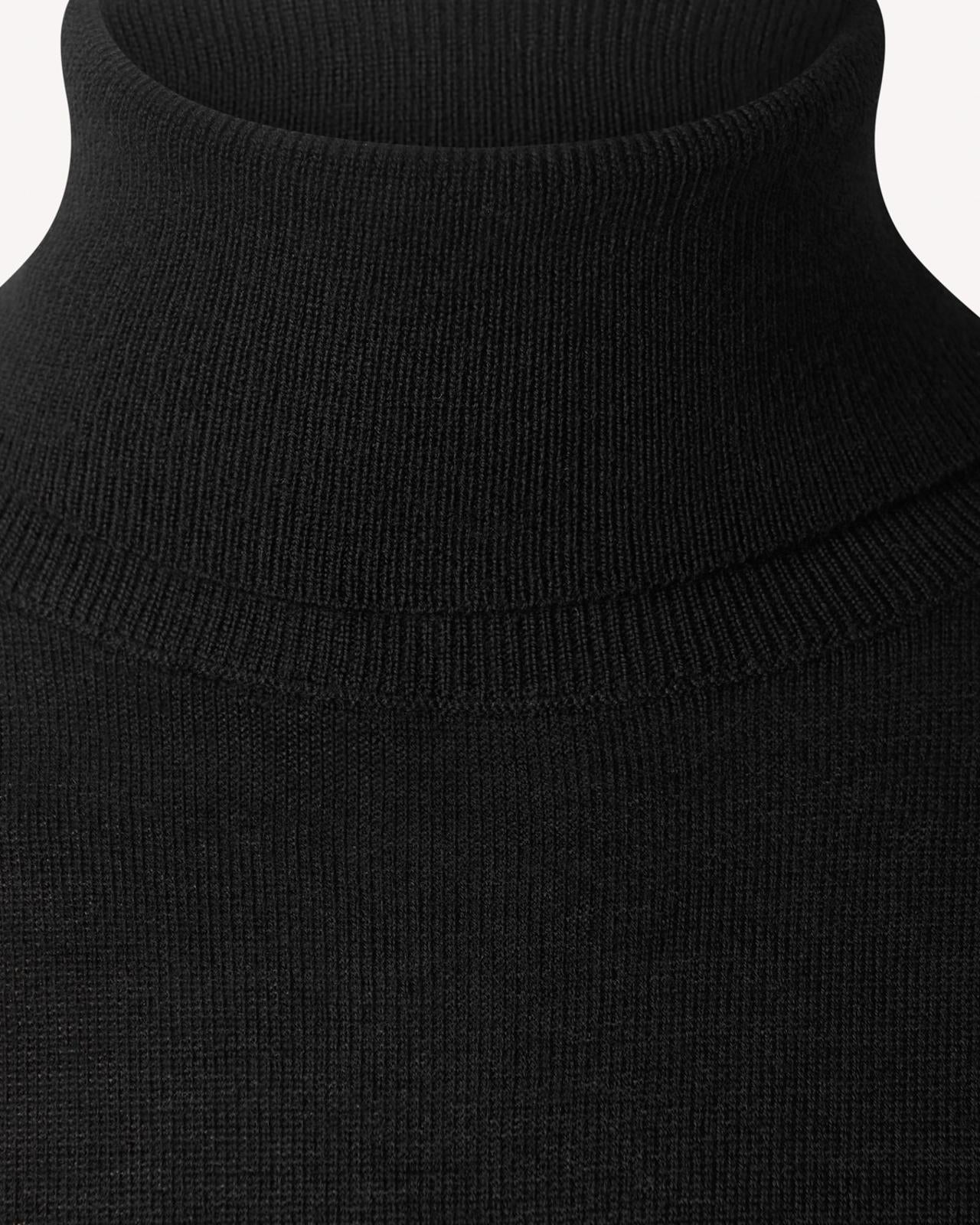 Kilgour Merino Wool Turtle Neck Jumper Black-MALFORD OF LONDON SAVILE ROW MENSWEAR OUTLET