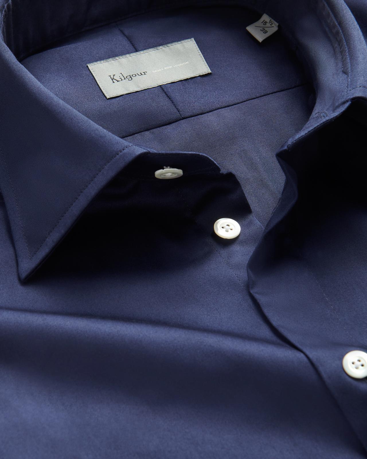 Kilgour Navy Blue Tailored Fit Shirt Cotton-MALFORD OF LONDON SAVILE ROW MENSWEAR OUTLET