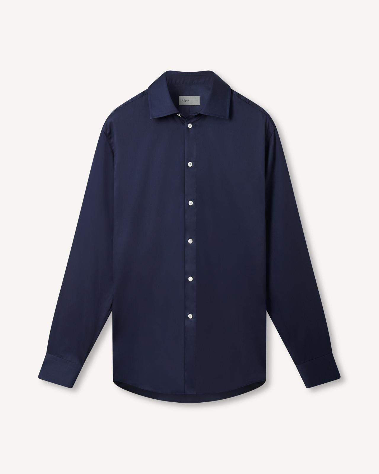 Kilgour Navy Blue Tailored Fit Shirt Cotton-MALFORD OF LONDON SAVILE ROW MENSWEAR OUTLET