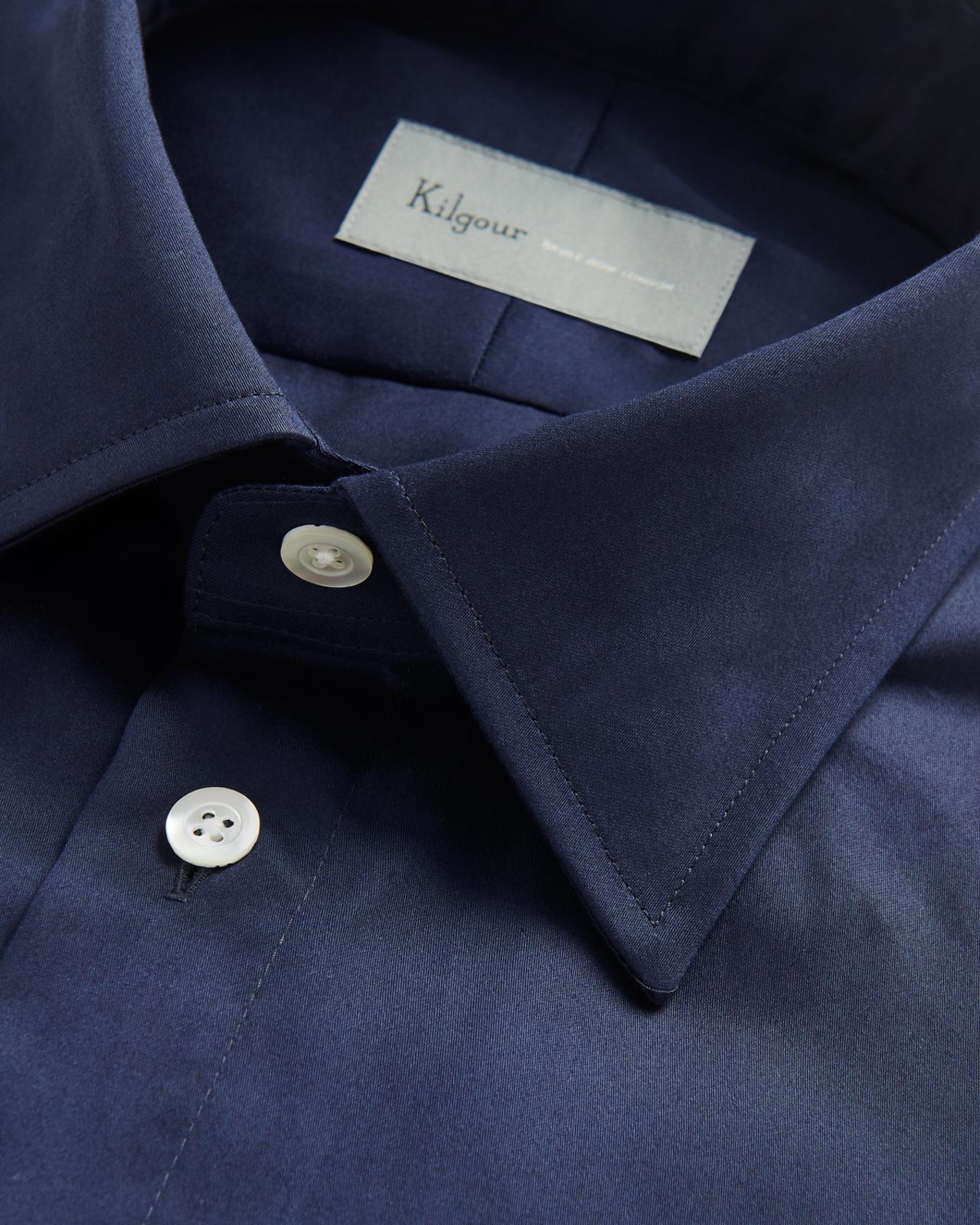 Kilgour Navy Blue Tailored Fit Shirt Cotton-MALFORD OF LONDON SAVILE ROW MENSWEAR OUTLET