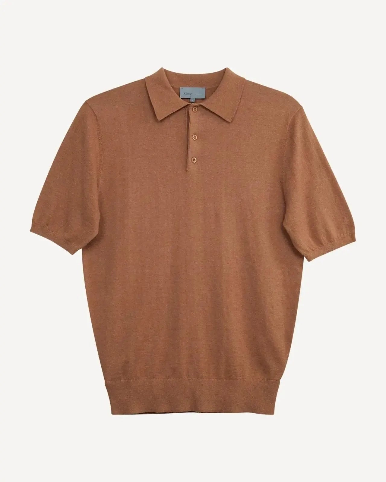 Kilgour Polo Neck Short Sleeve Knit Camel-MALFORD OF LONDON SAVILE ROW MENSWEAR OUTLET
