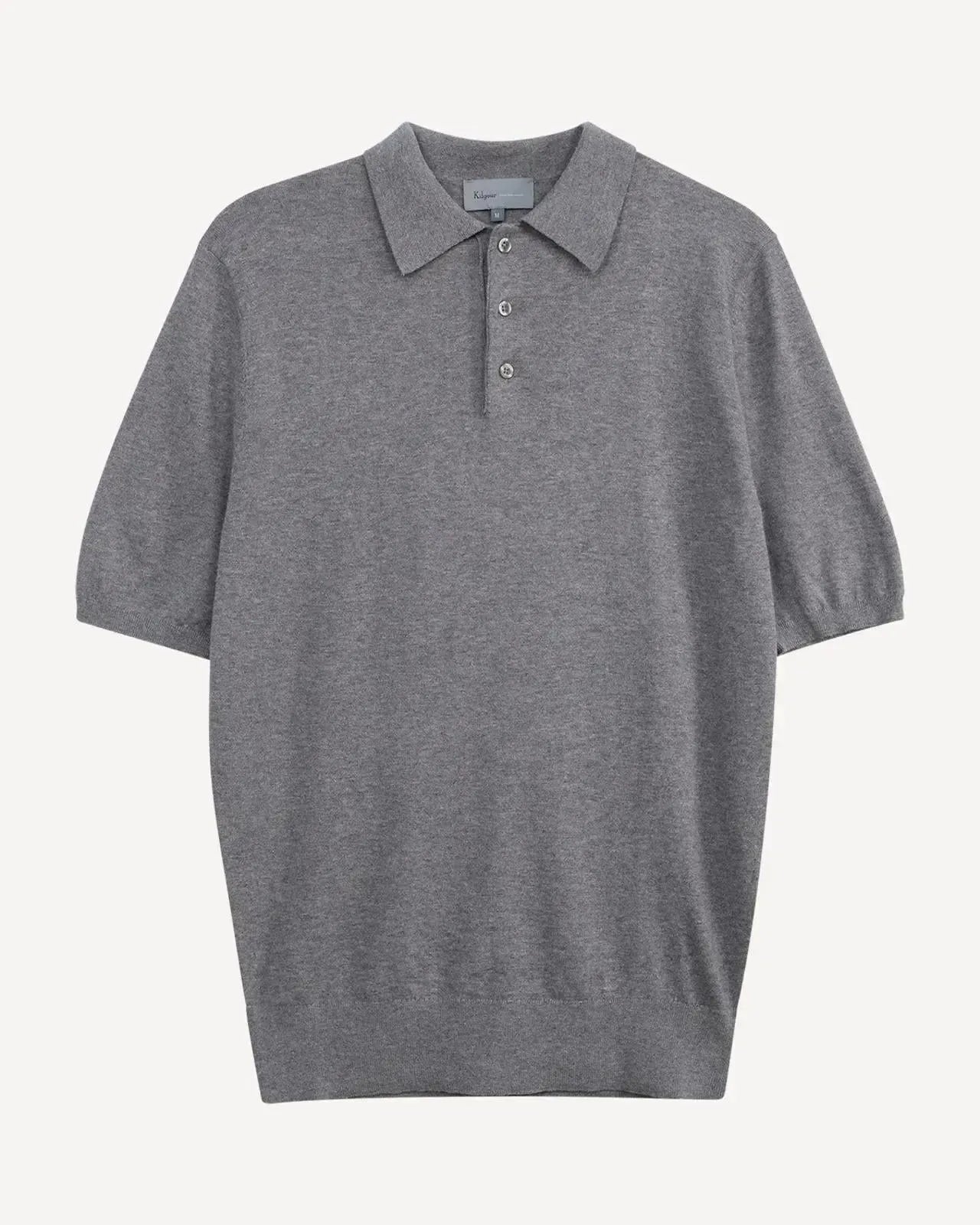 Kilgour Polo Neck Short Sleeve Knit Grey-MALFORD OF LONDON SAVILE ROW MENSWEAR OUTLET