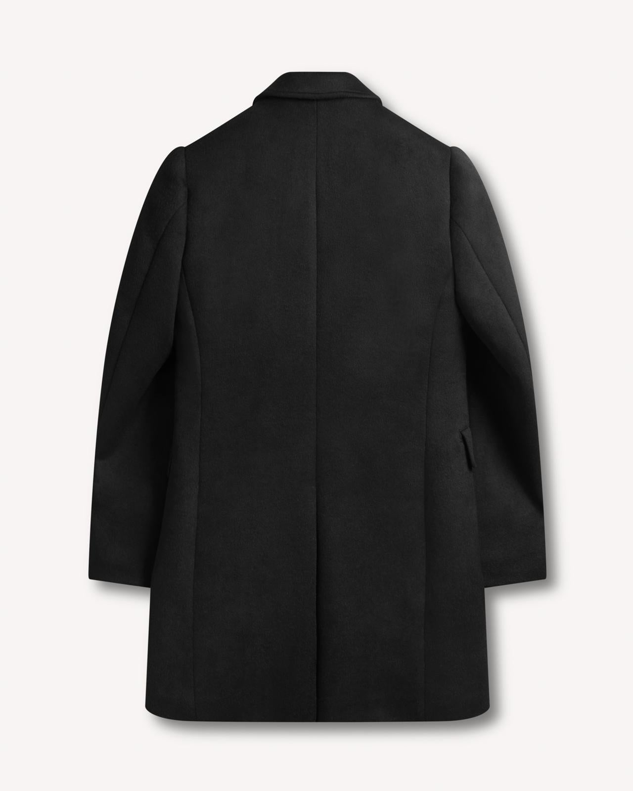 Kilgour Single Breasted Mid Length Overcoat Black-MALFORD OF LONDON SAVILE ROW MENSWEAR OUTLET