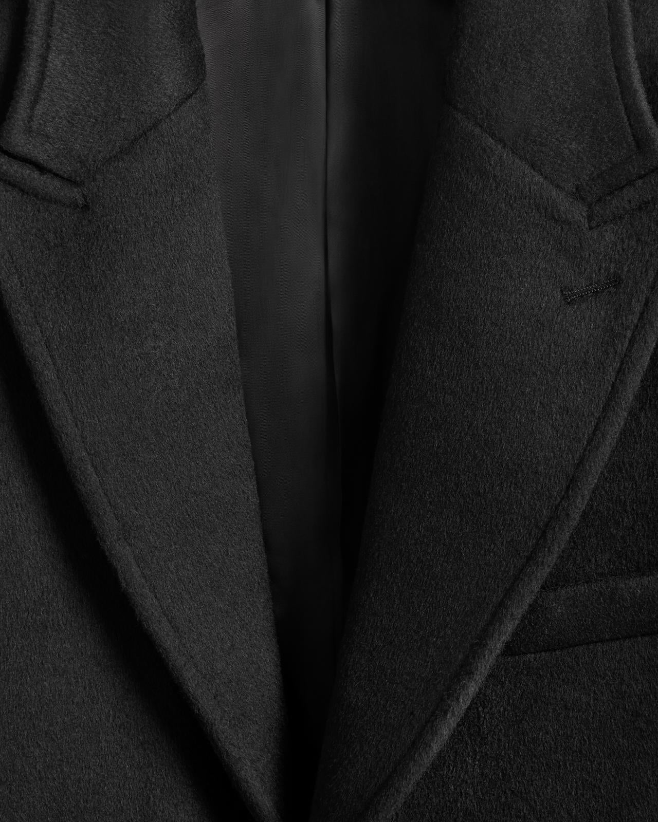 Kilgour Single Breasted Mid Length Overcoat Black-MALFORD OF LONDON SAVILE ROW MENSWEAR OUTLET