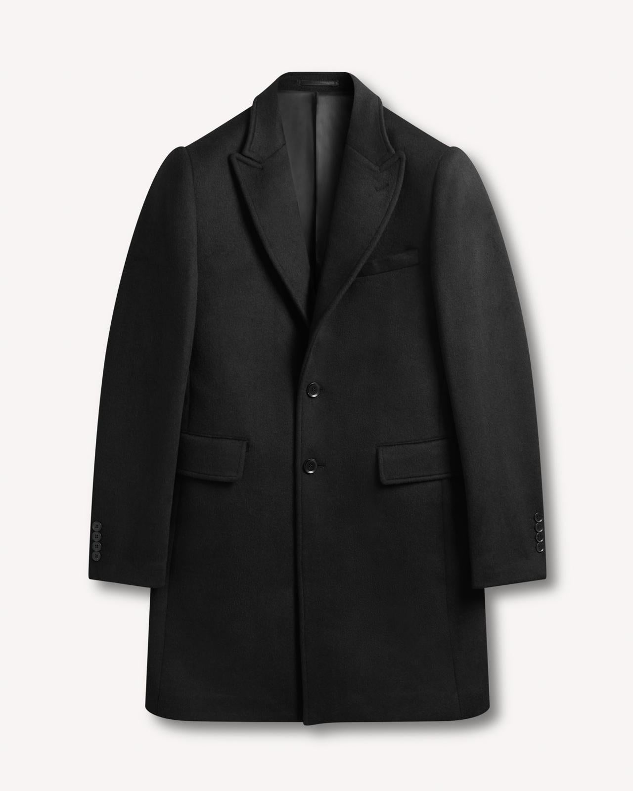 Kilgour Single Breasted Mid Length Overcoat Black-MALFORD OF LONDON SAVILE ROW MENSWEAR OUTLET