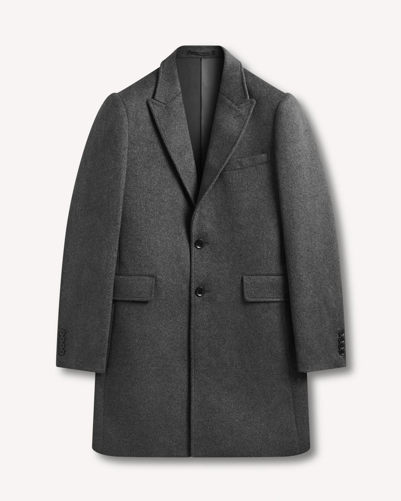 Kilgour Single Breasted Mid Length Overcoat Charcoal-MALFORD OF LONDON SAVILE ROW MENSWEAR OUTLET