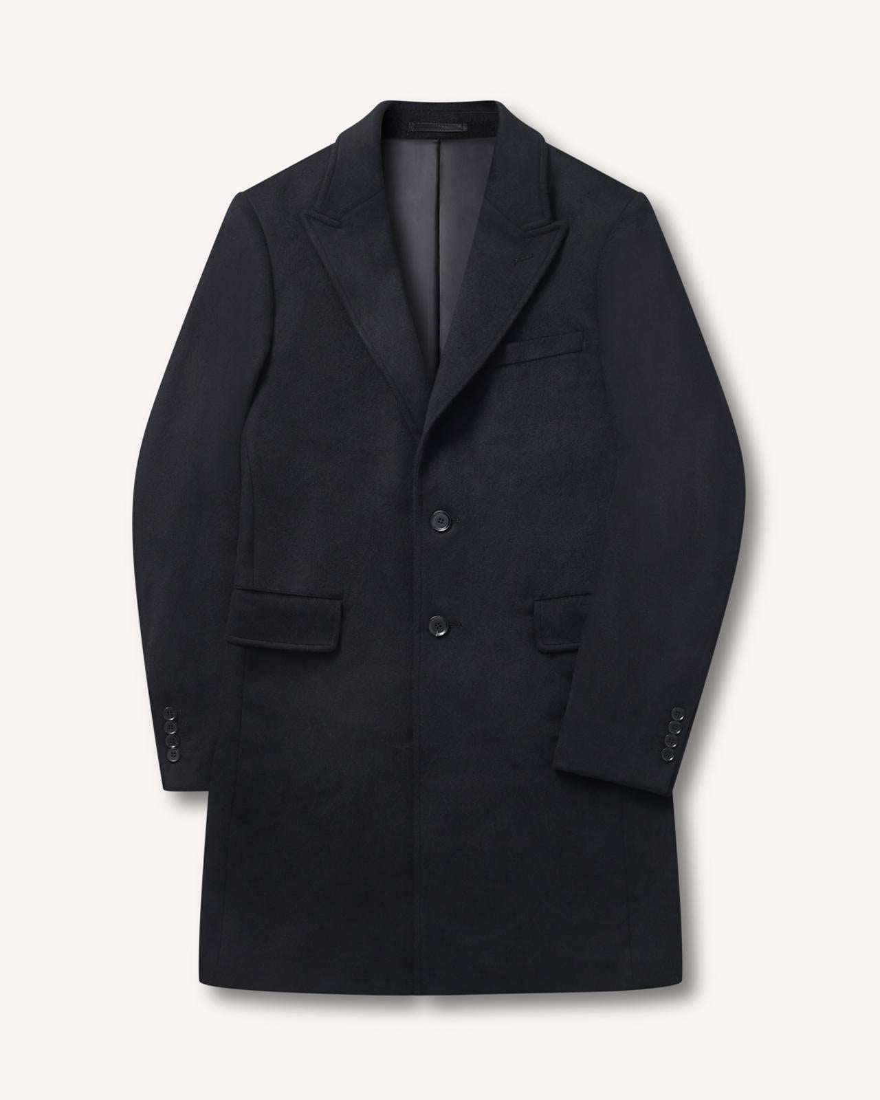 Kilgour Single Breasted Mid Length Overcoat Navy-MALFORD OF LONDON SAVILE ROW MENSWEAR OUTLET