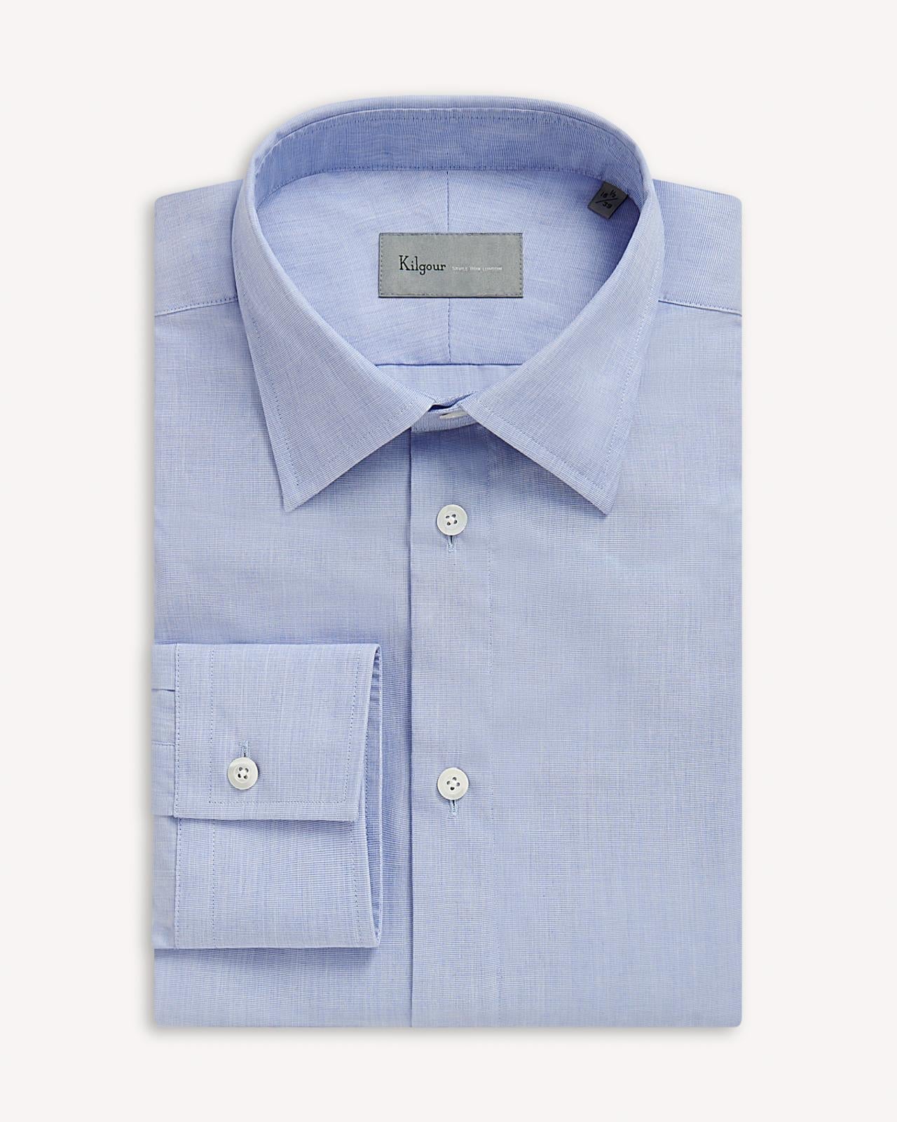 Kilgour Sky Tailored Fit Shirt Cotton-MALFORD OF LONDON SAVILE ROW MENSWEAR OUTLET