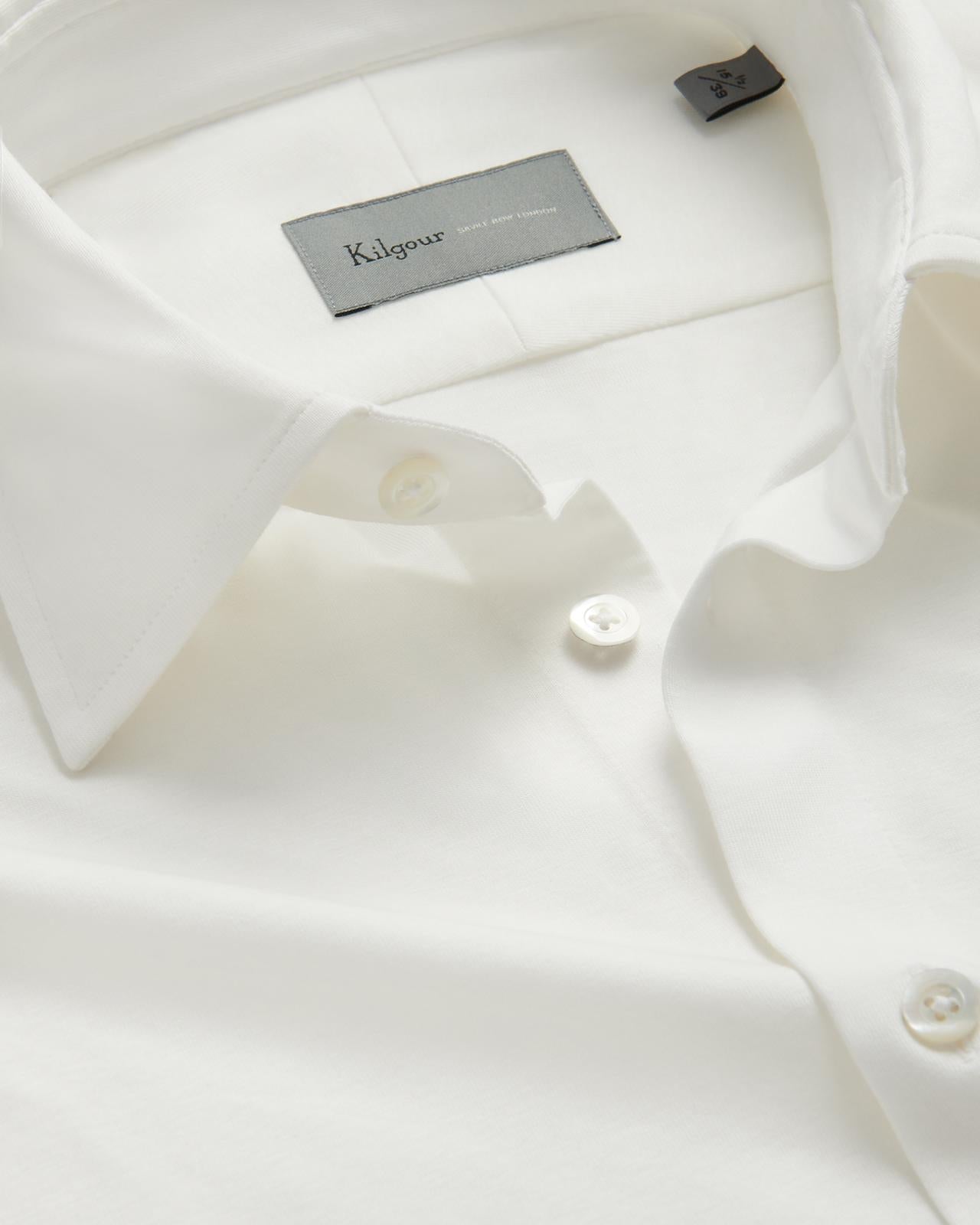 Kilgour White Tailored Fit Shirt Soft Stretch Cotton-MALFORD OF LONDON SAVILE ROW MENSWEAR OUTLET