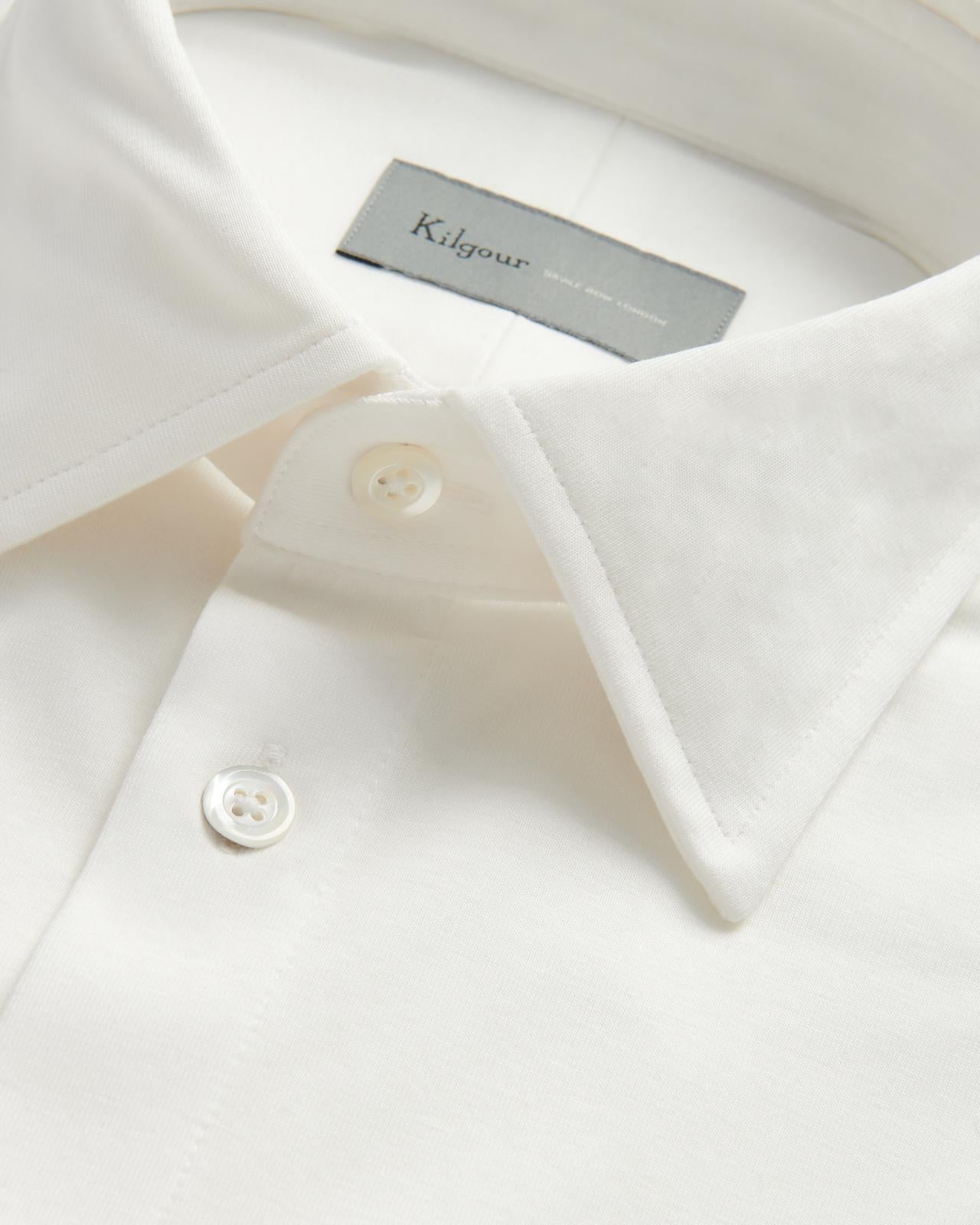 Kilgour White Tailored Fit Shirt Soft Stretch Cotton-MALFORD OF LONDON SAVILE ROW MENSWEAR OUTLET