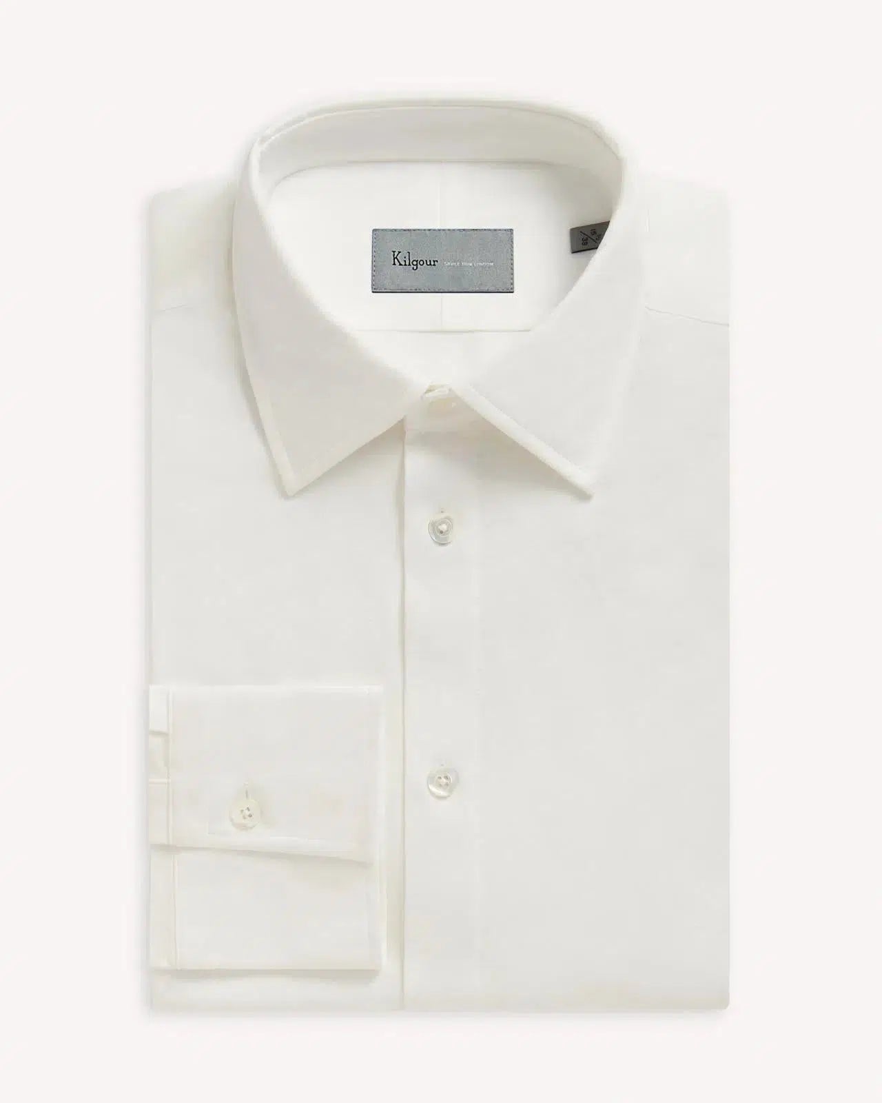 Kilgour White Tailored Fit Shirt Soft Stretch Cotton-MALFORD OF LONDON SAVILE ROW MENSWEAR OUTLET