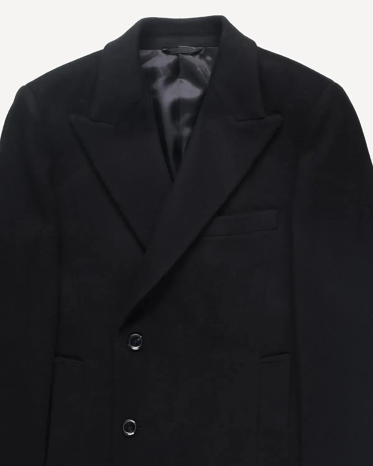 Kilgour Wool Cashmere Peak Lapel Overcoat-Black-MALFORD OF LONDON SAVILE ROW MENSWEAR OUTLET