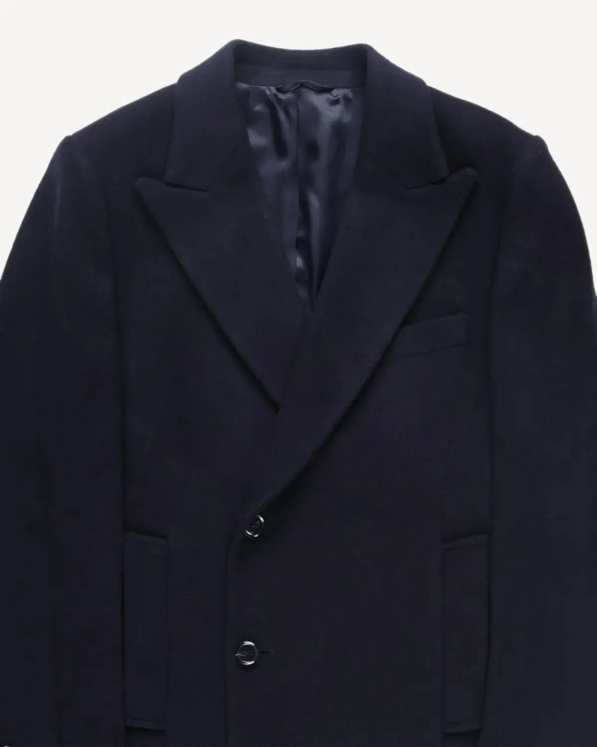 Kilgour Wool Cashmere Peak Lapel Overcoat-NAVY-MALFORD OF LONDON SAVILE ROW MENSWEAR OUTLET